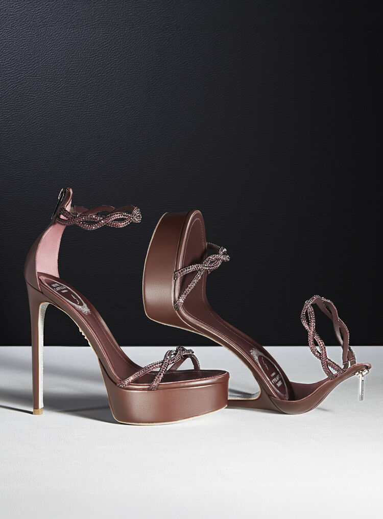 Jeweled BRAID FONDANT PLATFORM SANDAL 130 | Rene Caovilla®