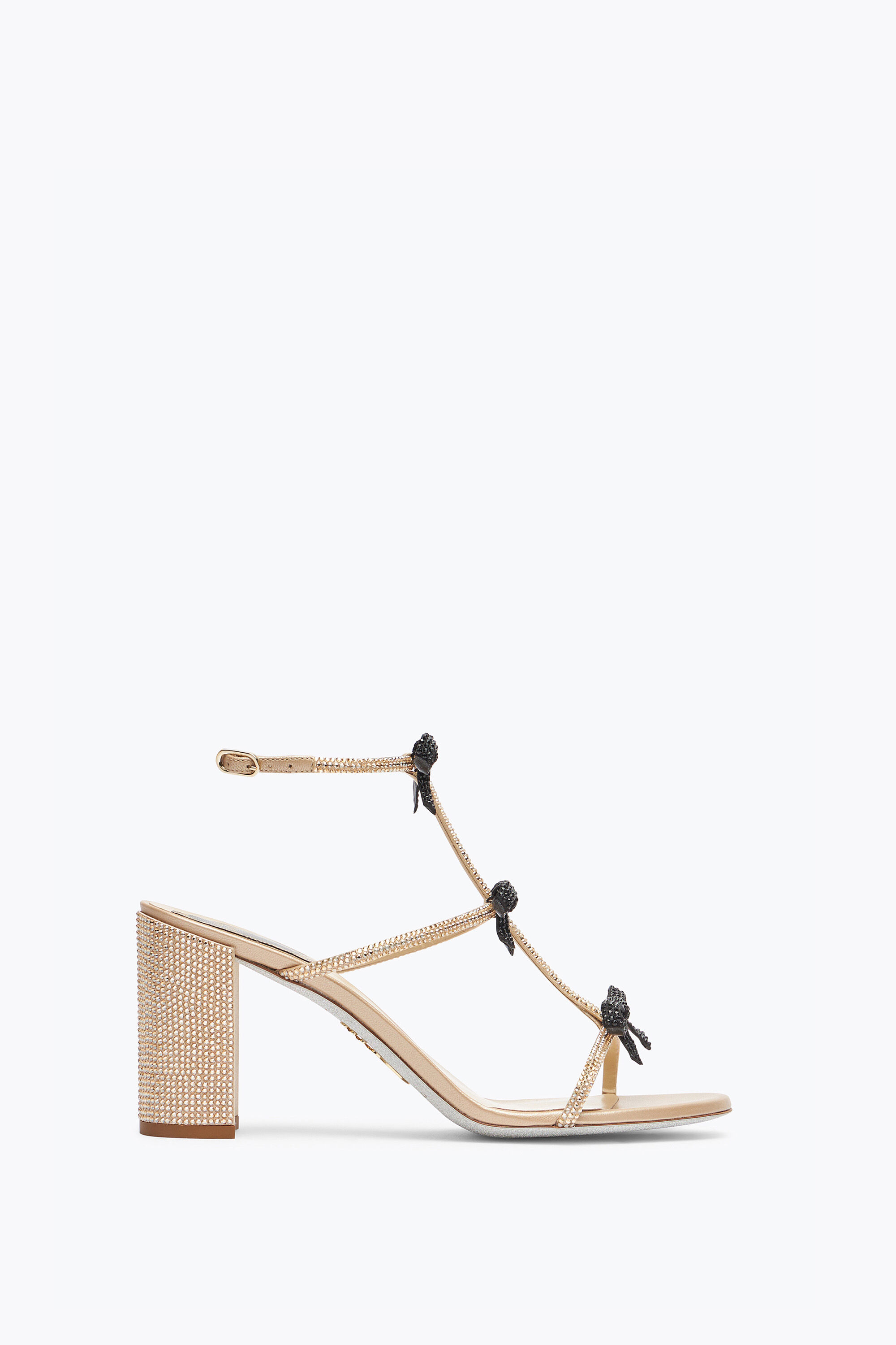 Jeweled Caterina Honey And Black Sandal 80 | Rene Caovilla®