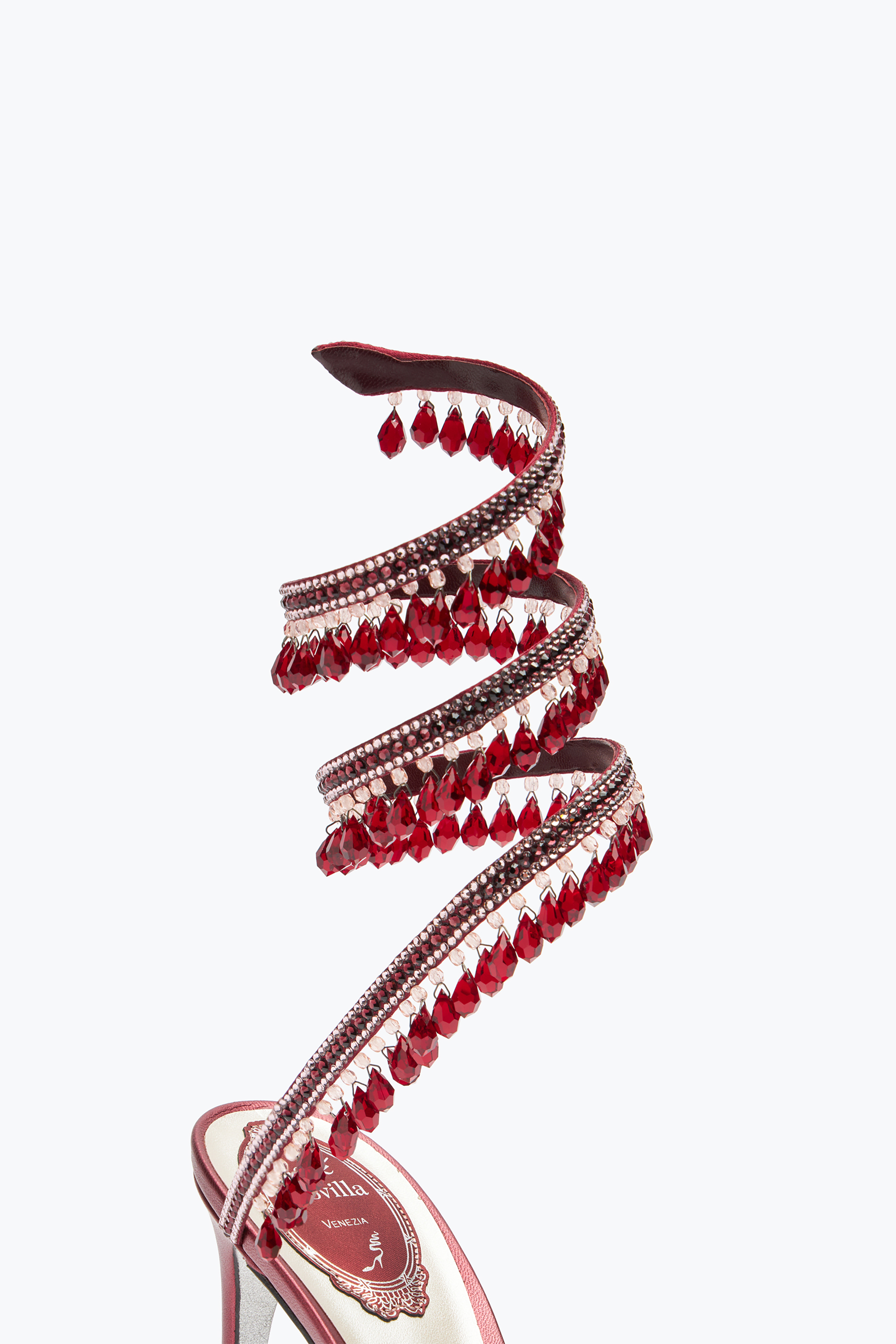 René Caovilla Chandelier Crystal Ruby Red Pump 100