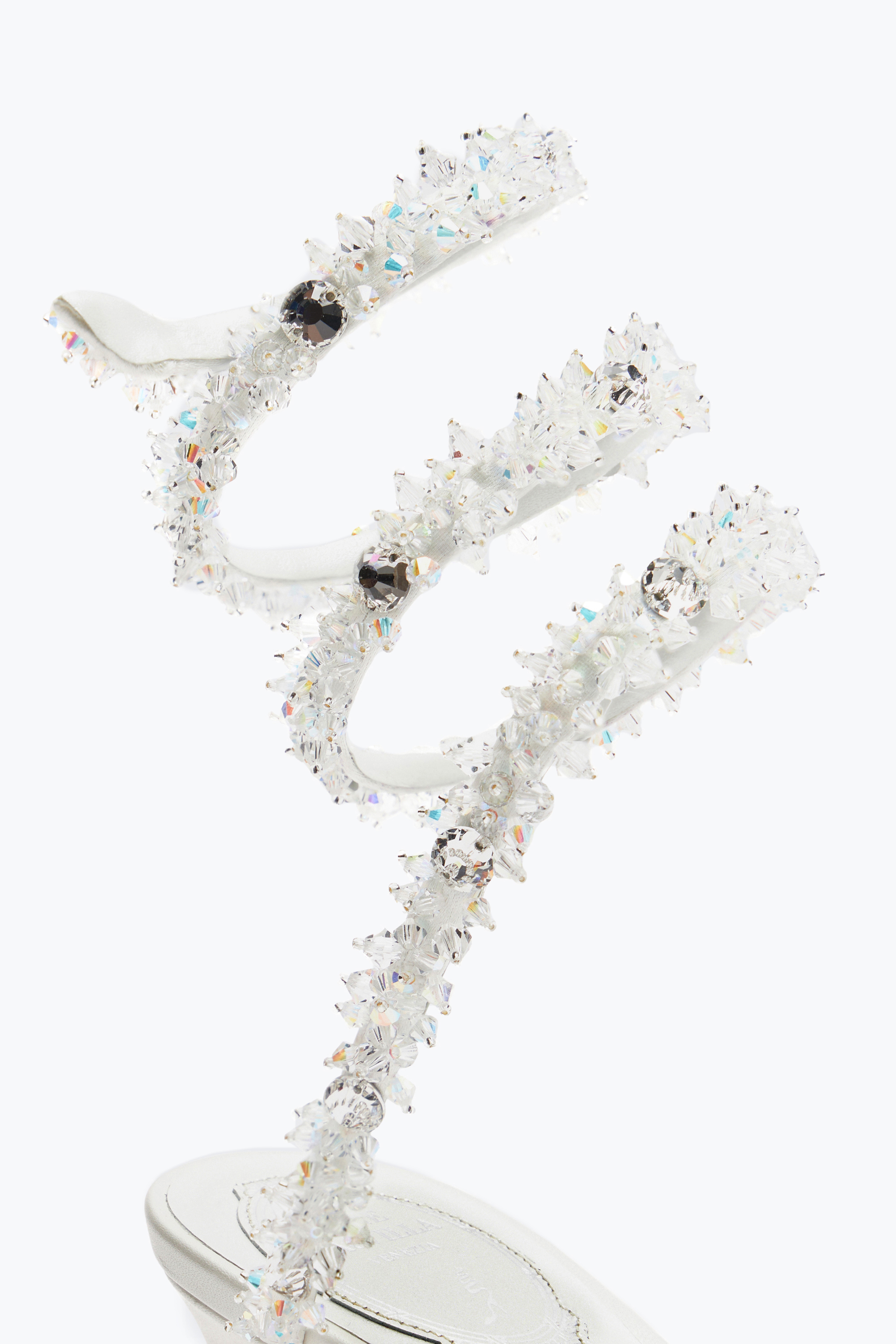 René Caovilla Cinderella White Sandal With Serpent 60