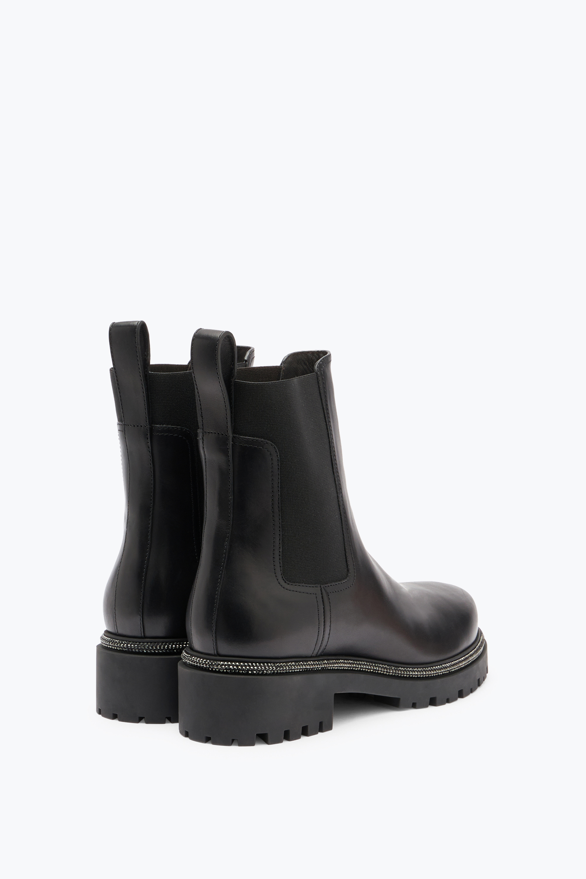 René Caovilla Black Leather Ankle Boots Bika