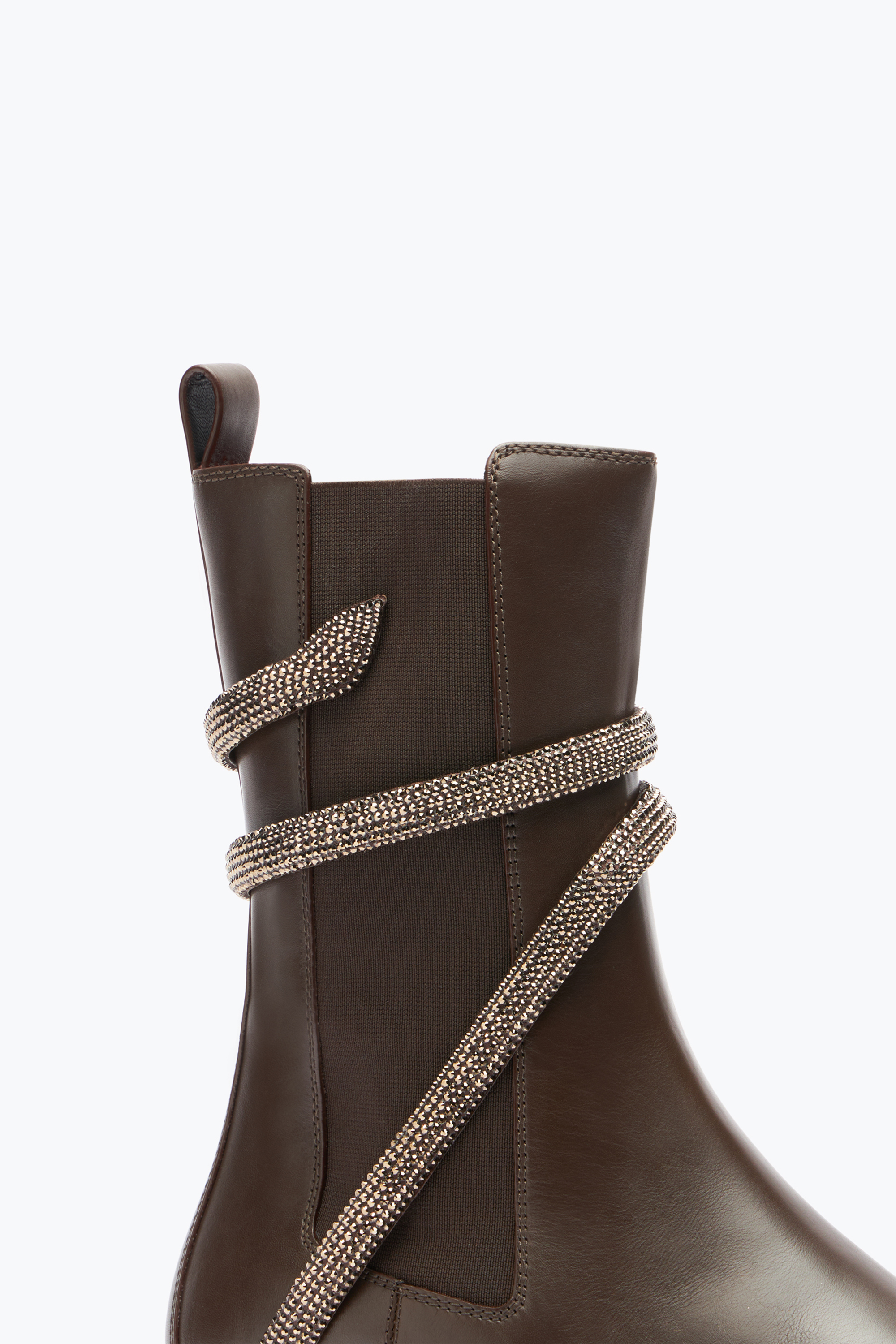 René Caovilla Cleo Crystal Chestnut Brown Bootie 25