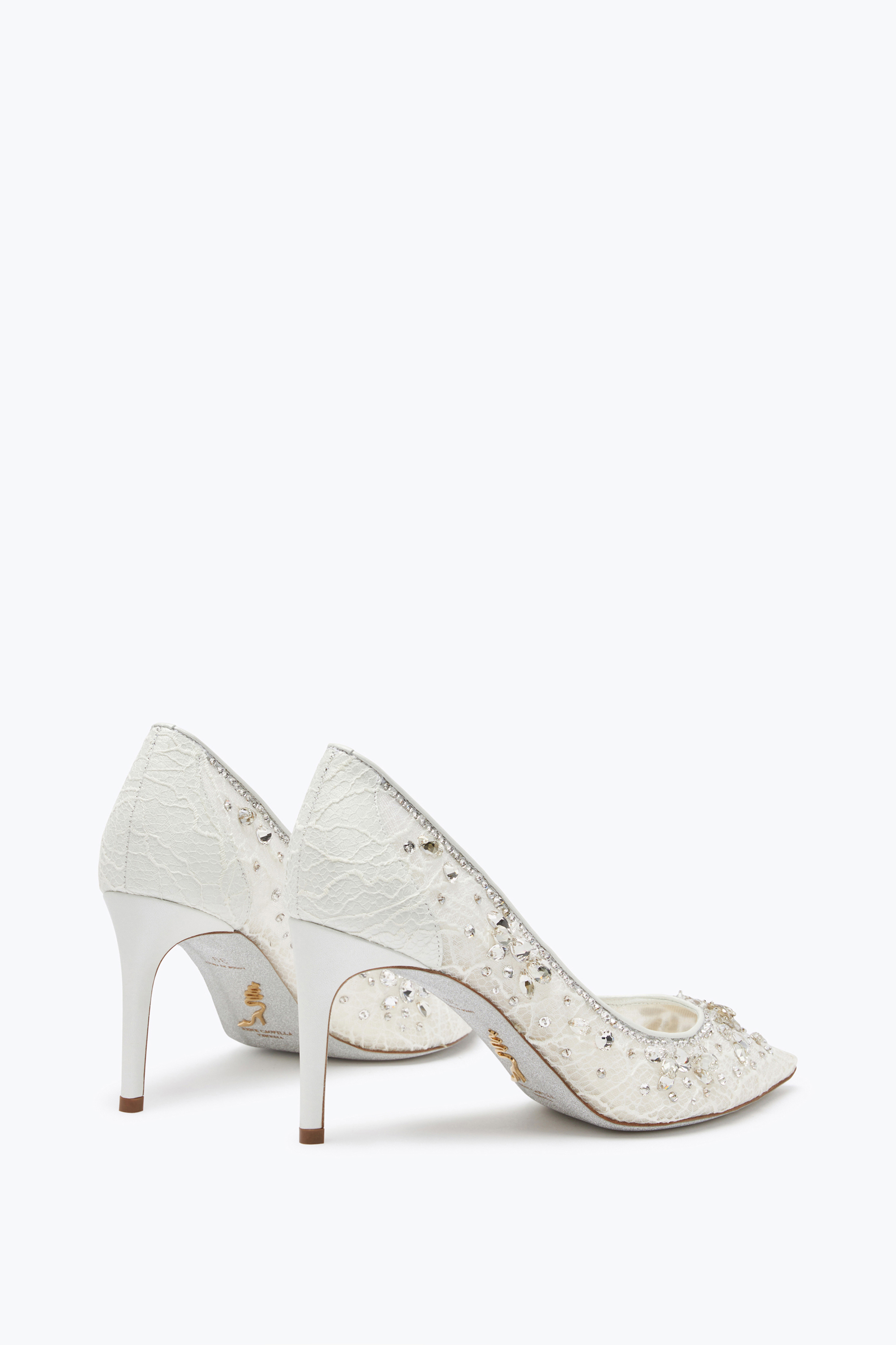 René Caovilla Cinderella Crystal White Pump 80