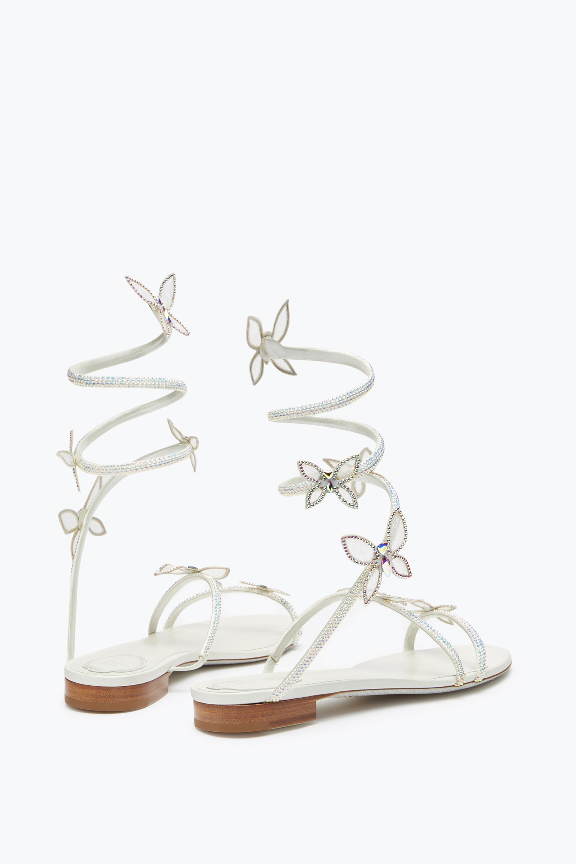 René Caovilla Butterflower Crystal Ivory Sandal 10