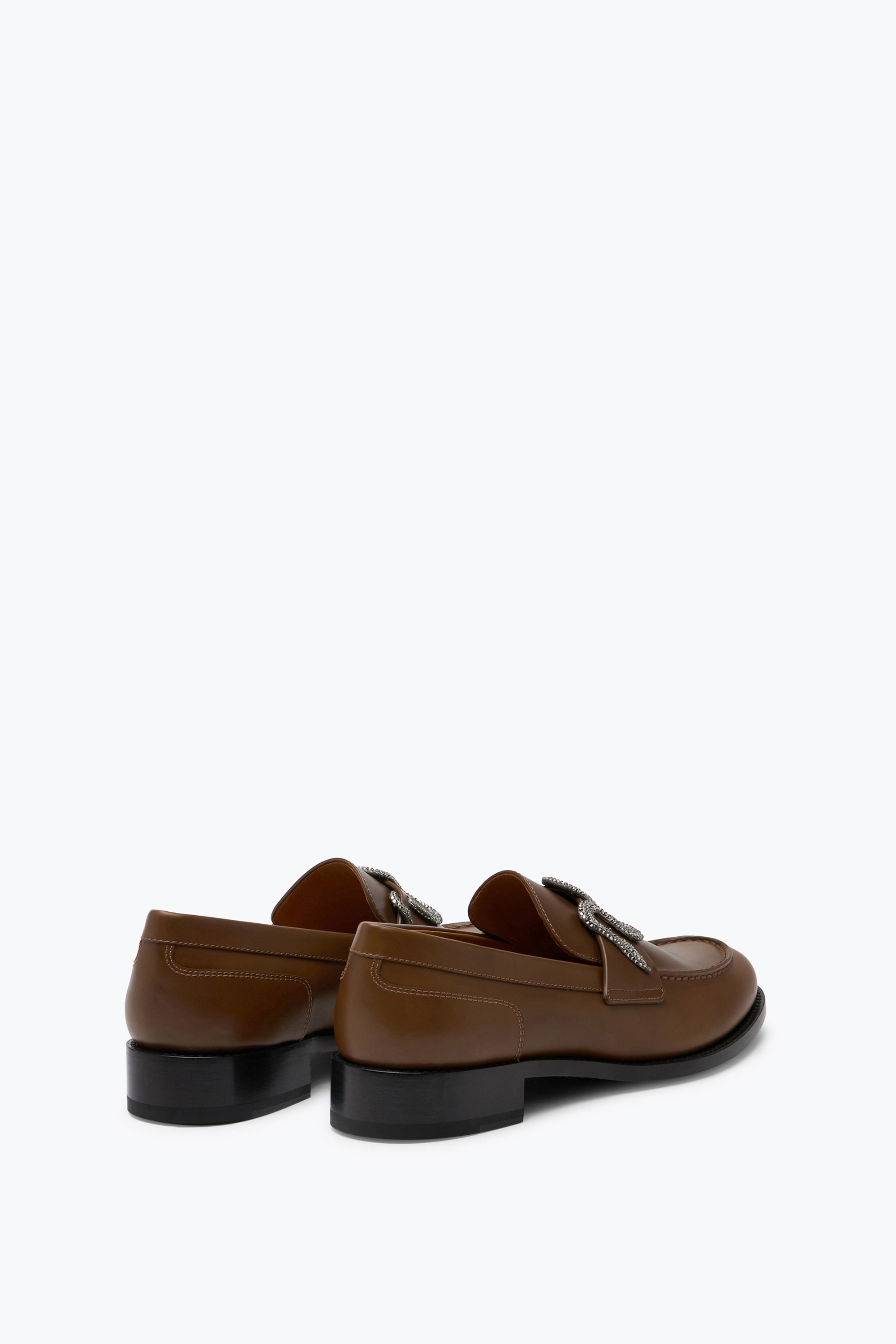 Shop René Caovilla Morgana Brown Loafer With Silver Crystal 20