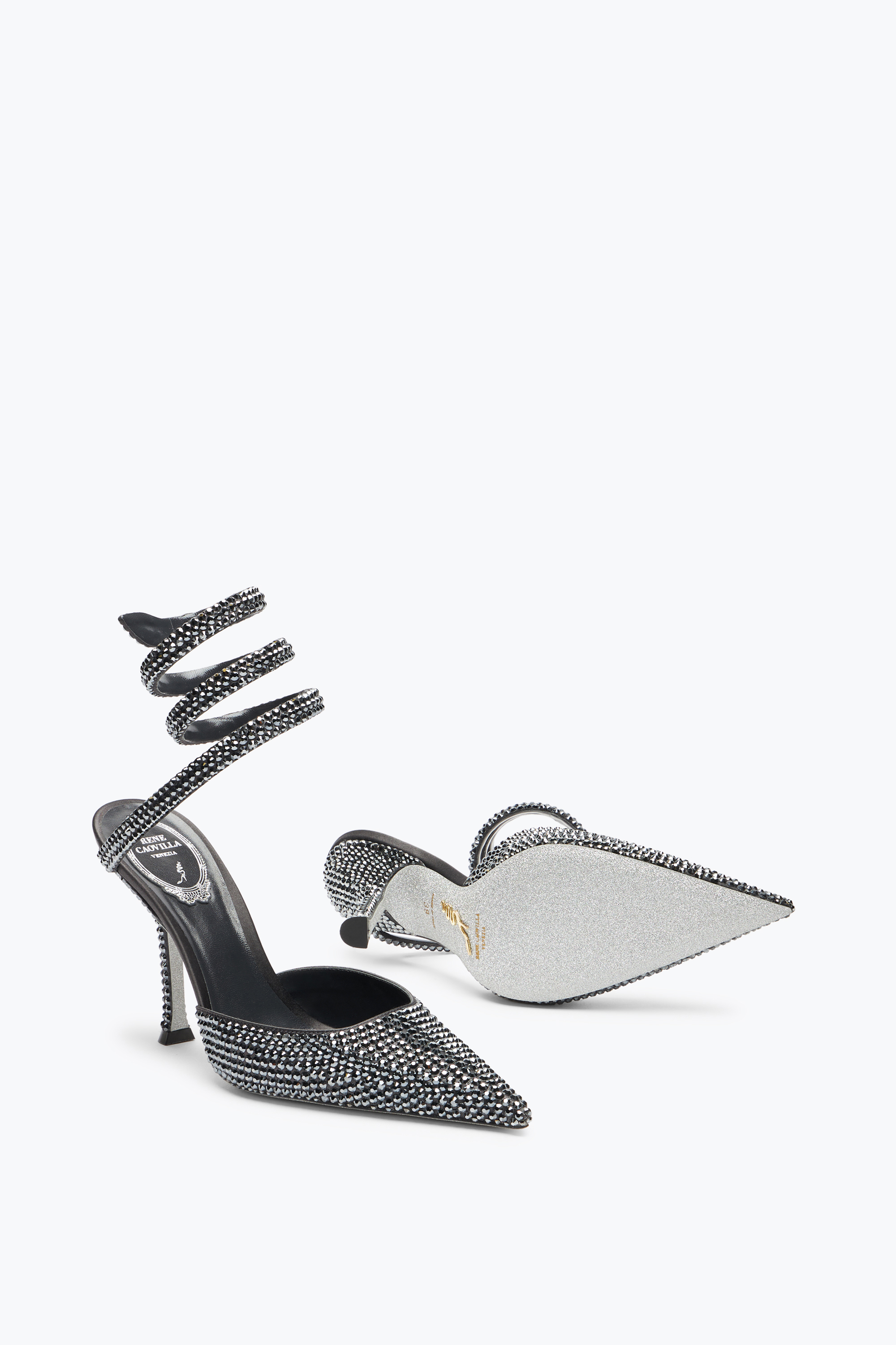 René Caovilla Cleo Anthracite Pump With Crystals 105