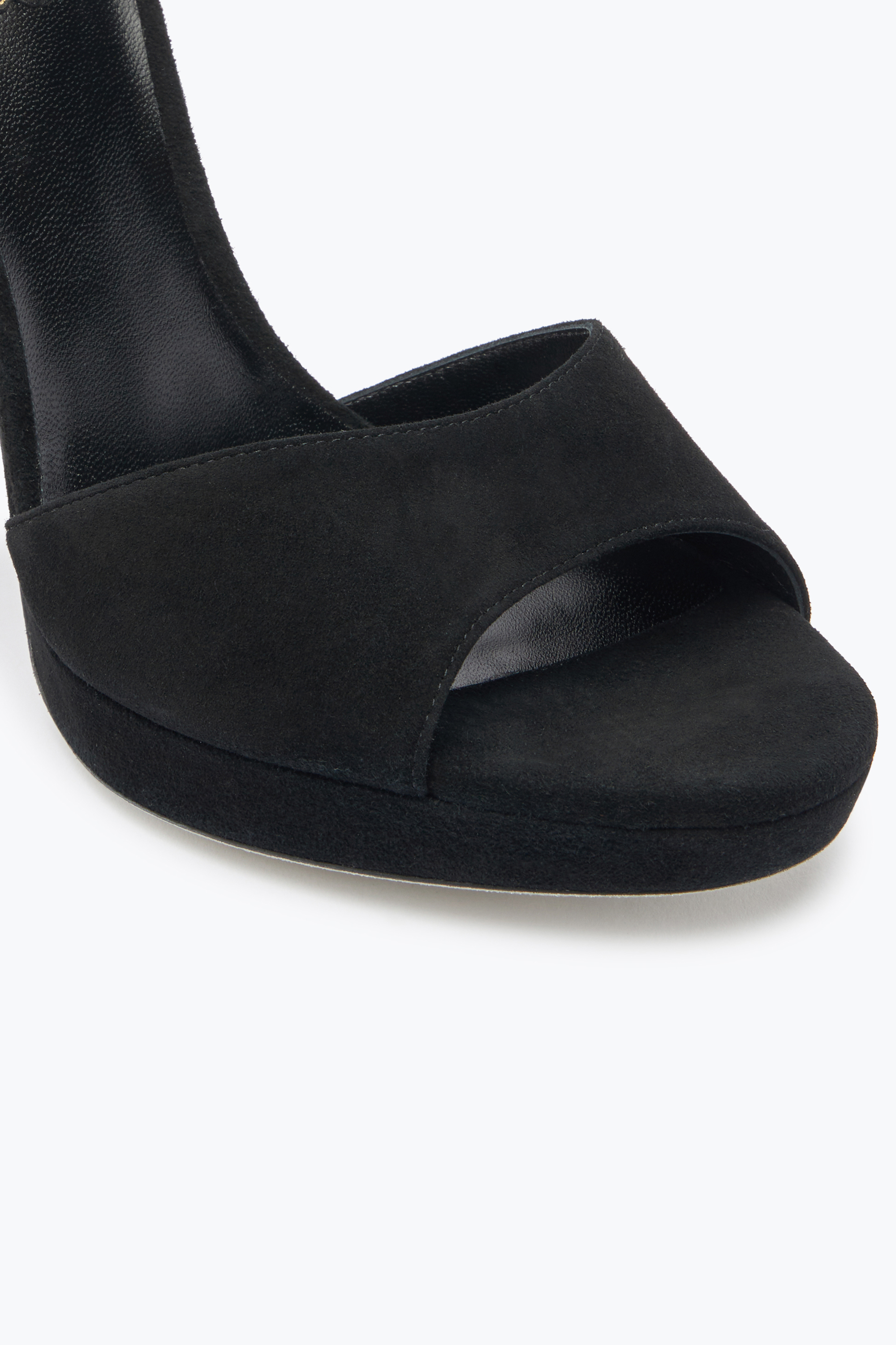 René Caovilla Margot Black Suede And Gold Platform Sandal 120