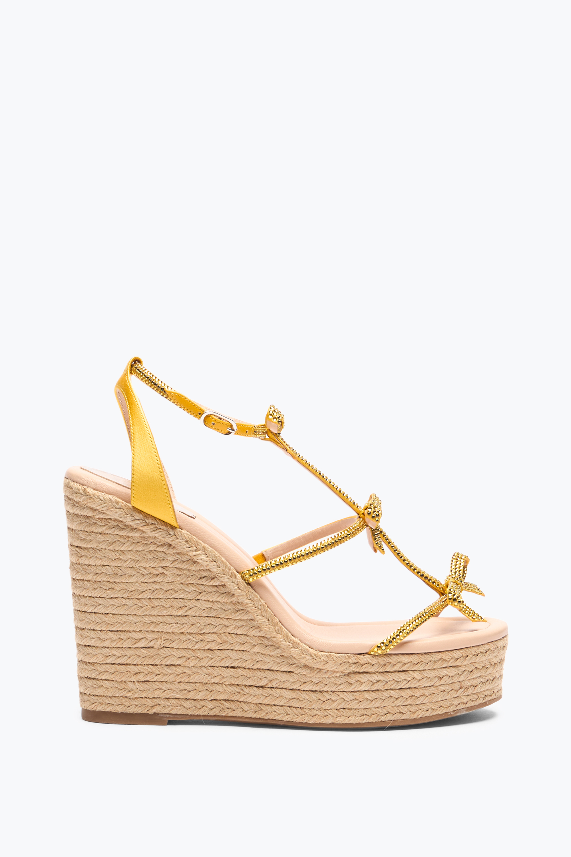 René Caovilla Caterina Yellow Wedge Sandal 120