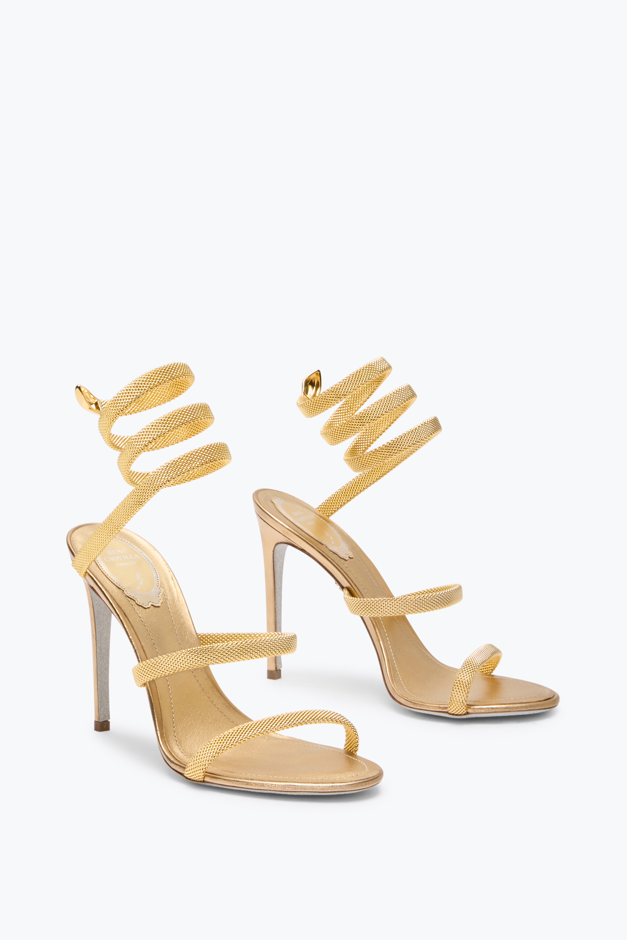 René Caovilla Cleo 105 Trigold Sandals With Serpent-finish