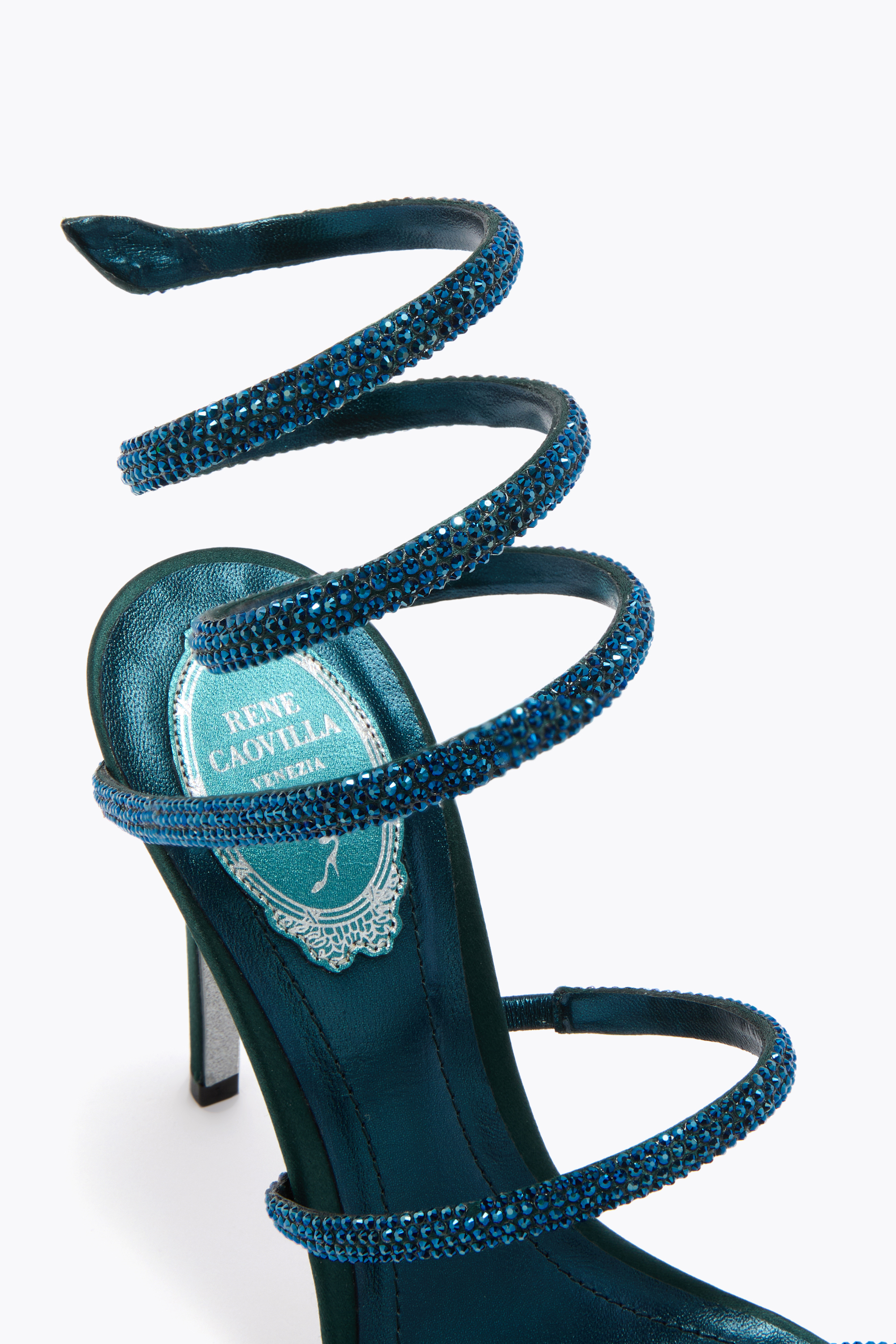 René Caovilla Cleo Teal Sandal 105 In Blue