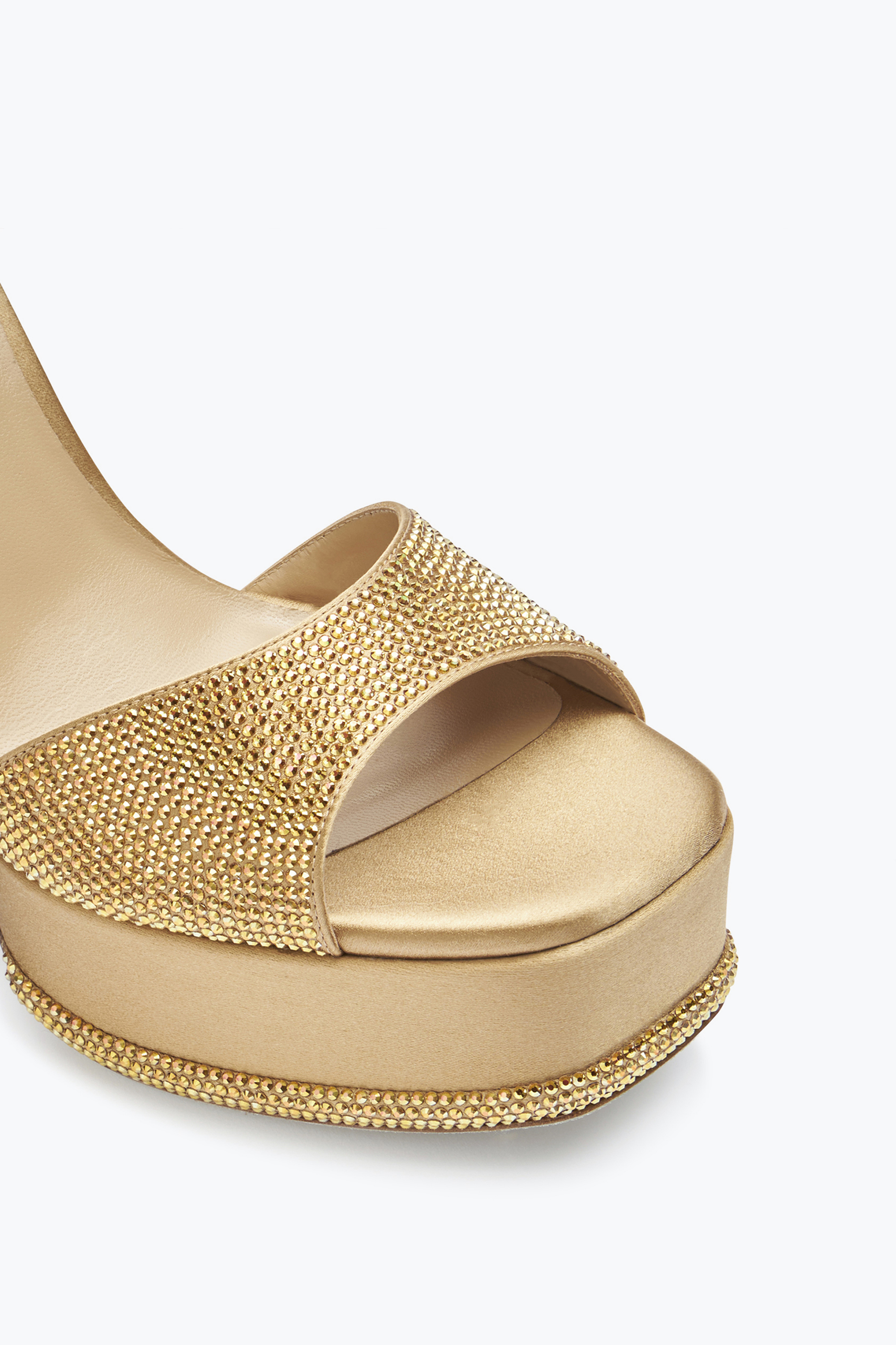 René Caovilla Anastasia Crystal Gold Platform Sandal 130