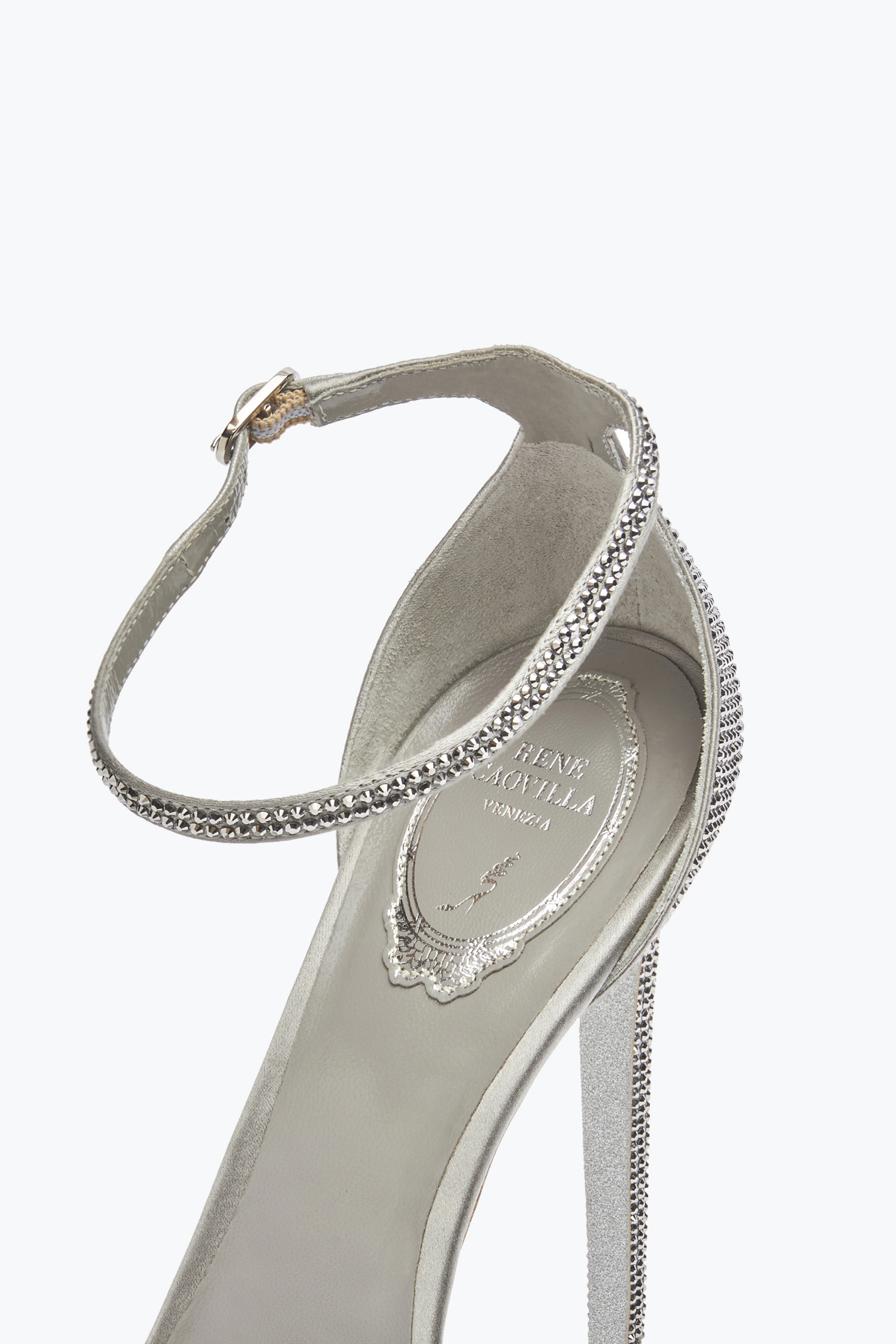 Shop René Caovilla Anastasia Crystal Pearl Gray Platform Sandal 130