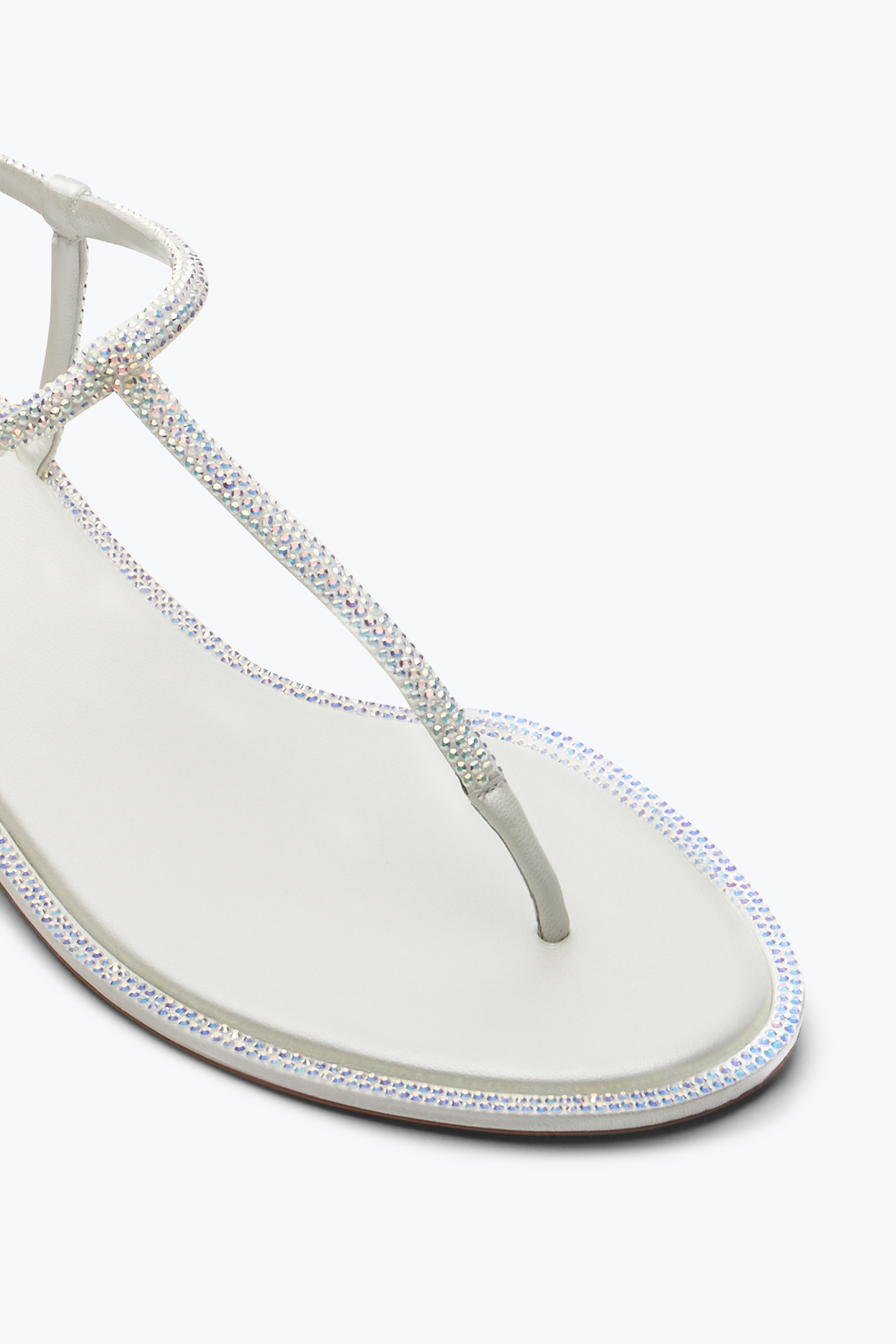 René Caovilla Diana White Sandal With Crystals 10 In Silver