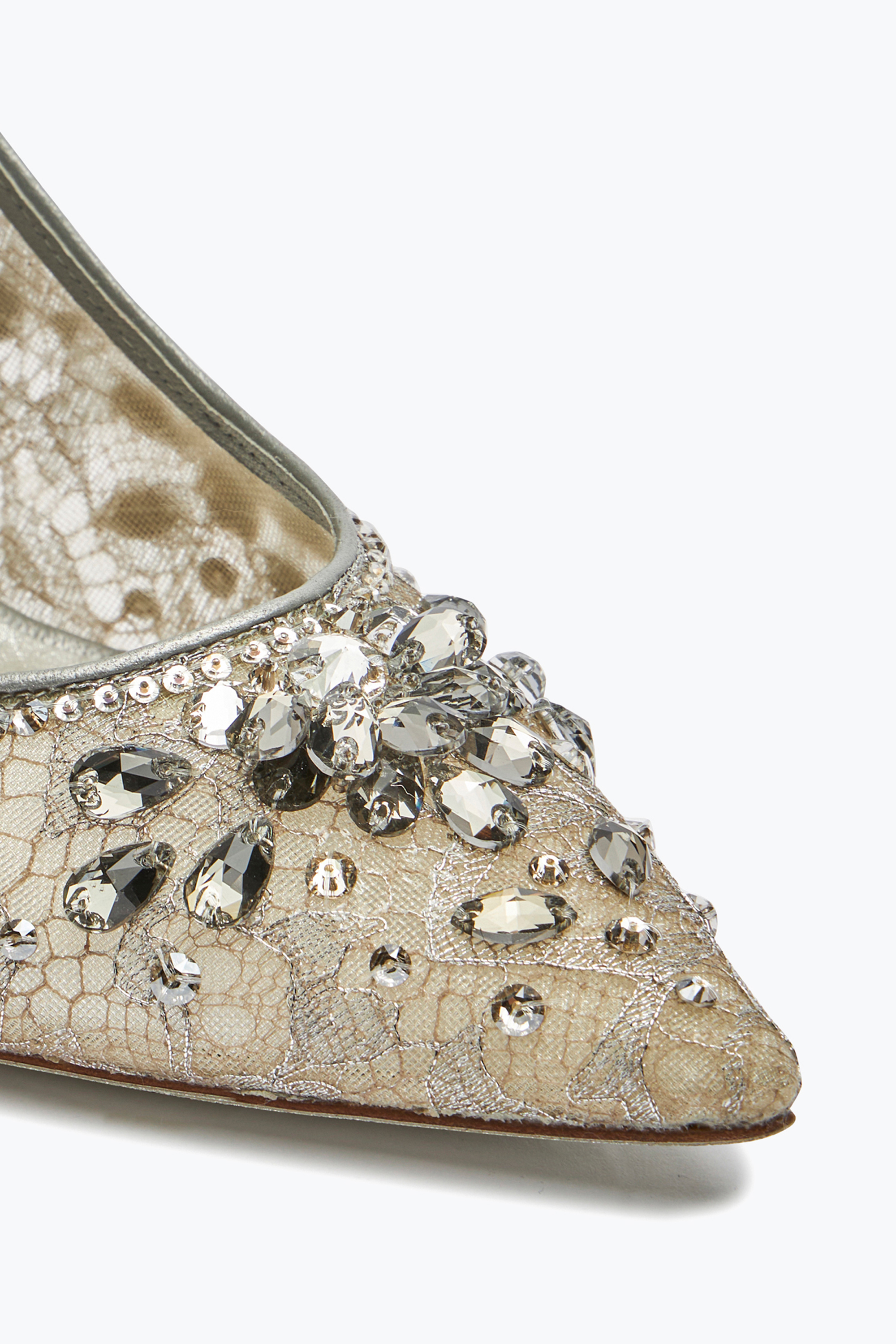 René Caovilla Cinderella Silver Pump 80