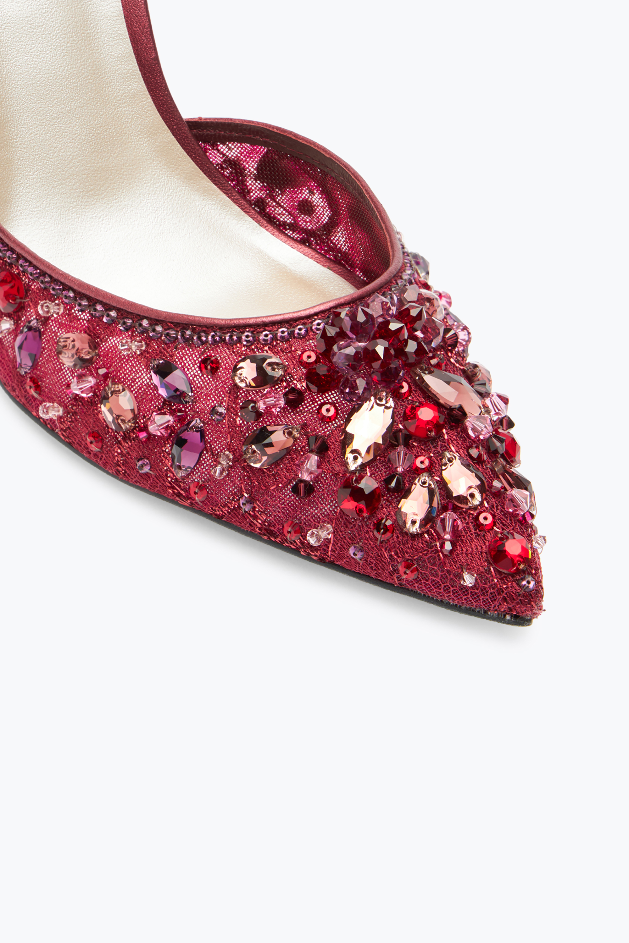 René Caovilla Chandelier Crystal Ruby Red Pump 100