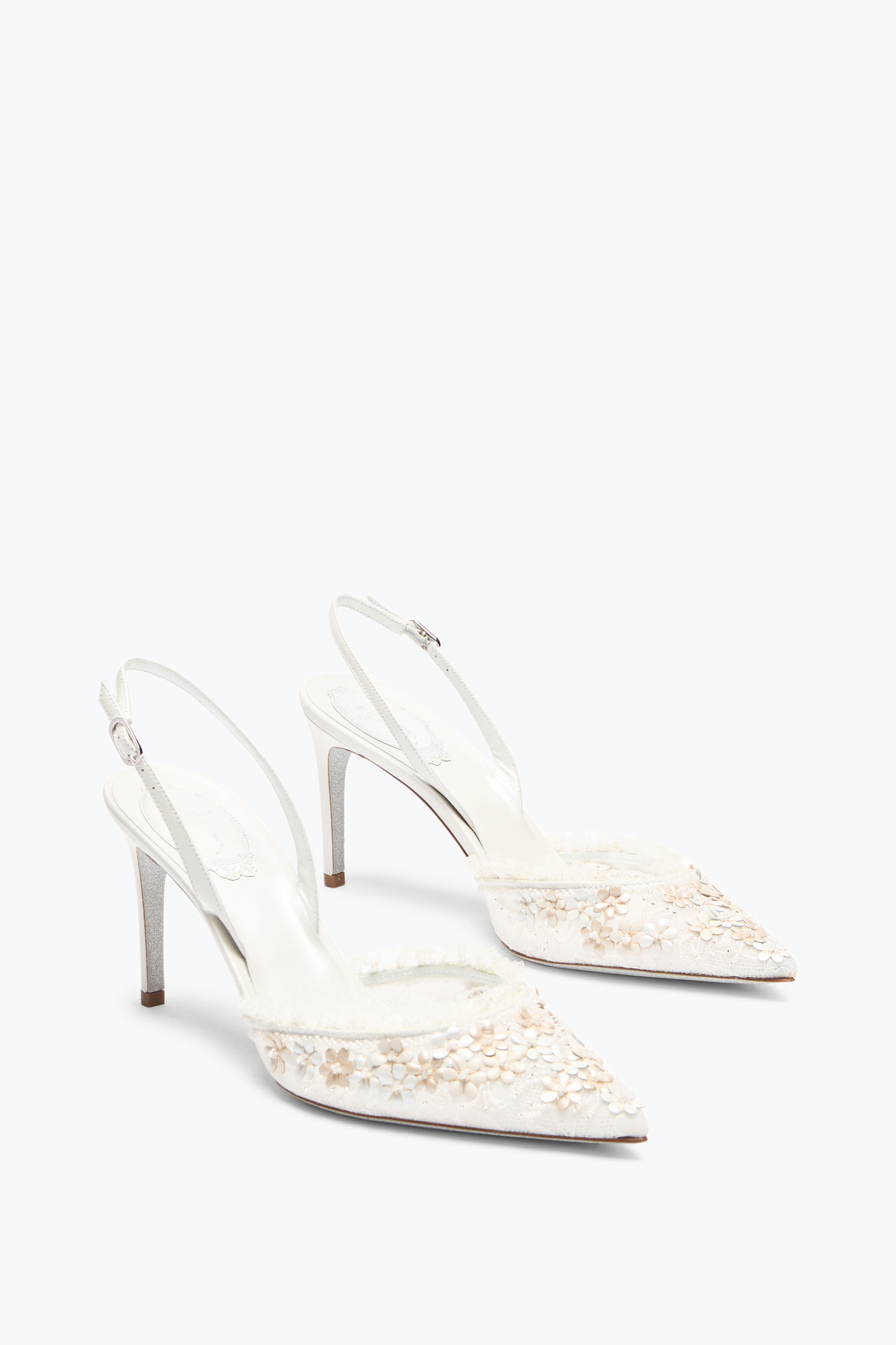 René Caovilla Bloom White Slingback 80