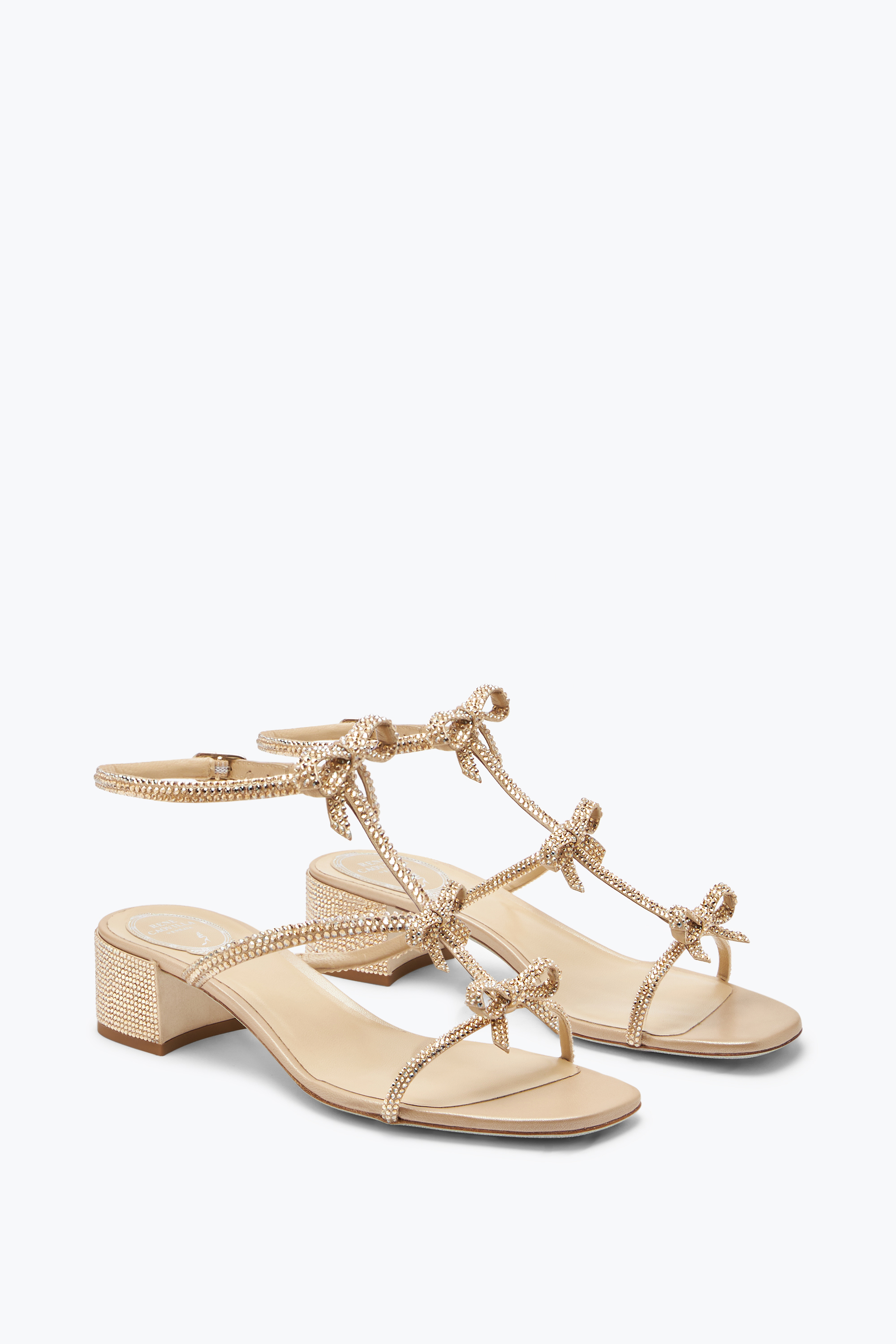 René Caovilla Caterina Crystal Beige Sandal 35