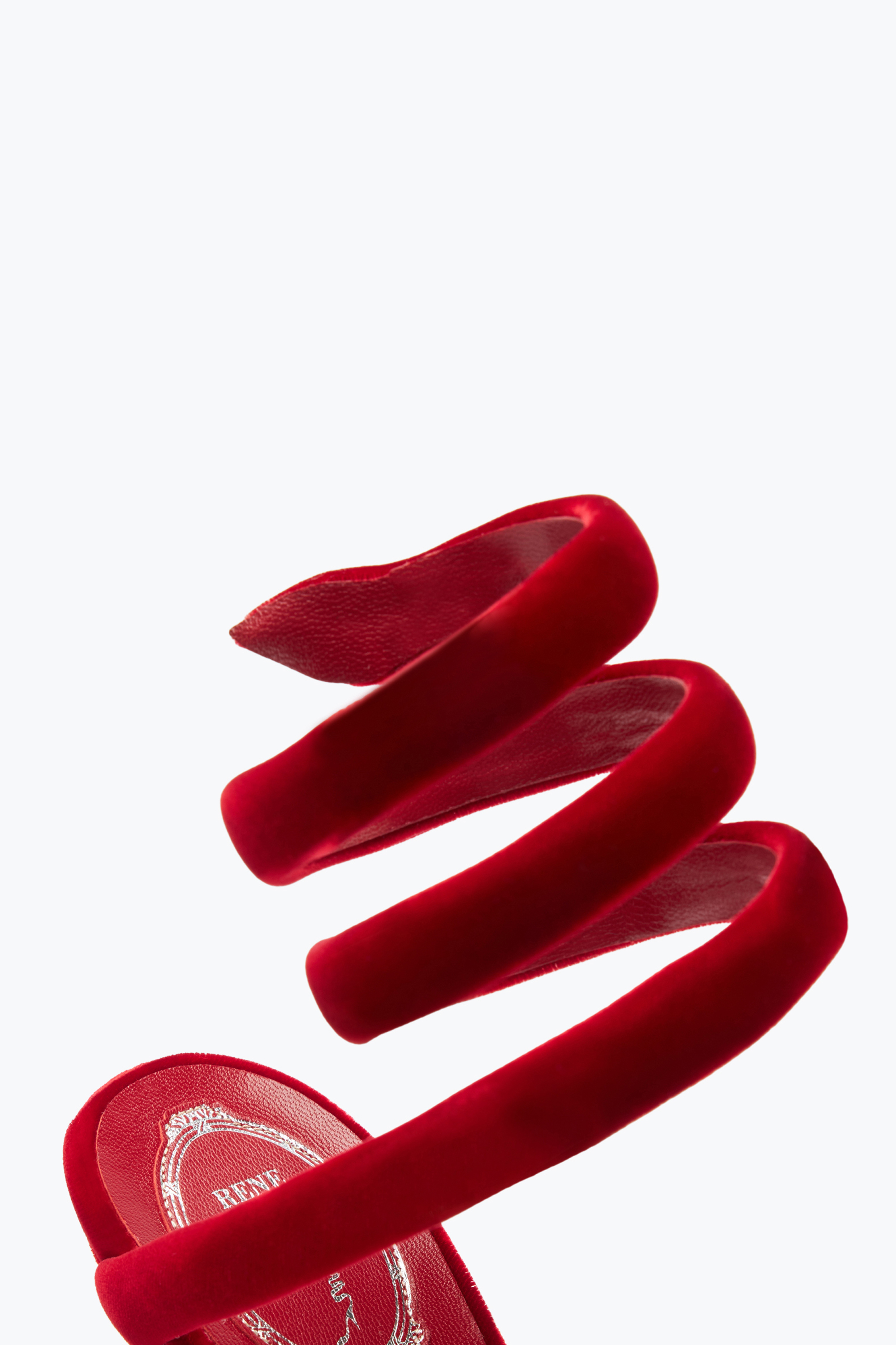 René Caovilla Cleo Ruby Velvet Sandal 105 In Red