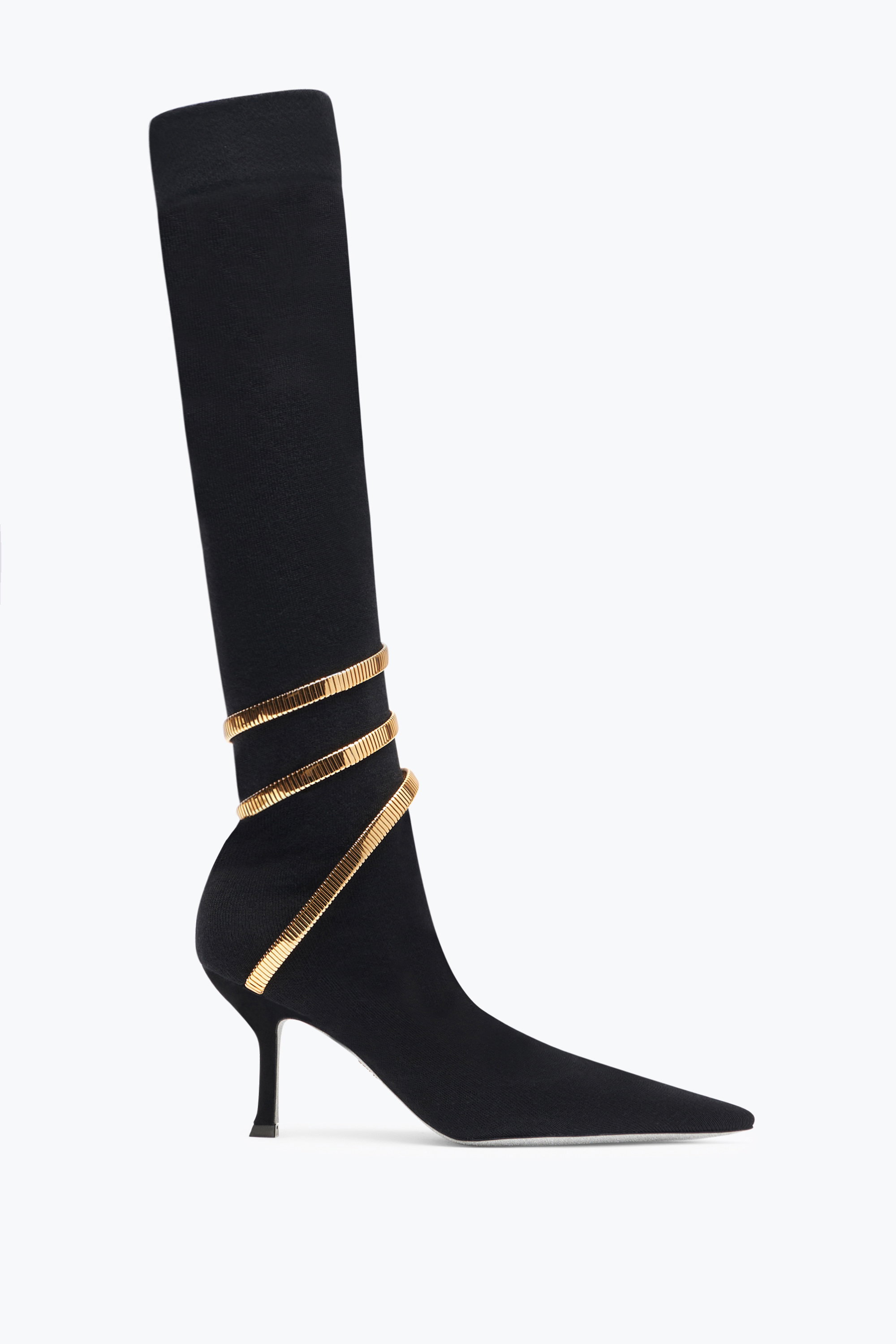 René Caovilla Juniper Black And Gold Soft Boot 80