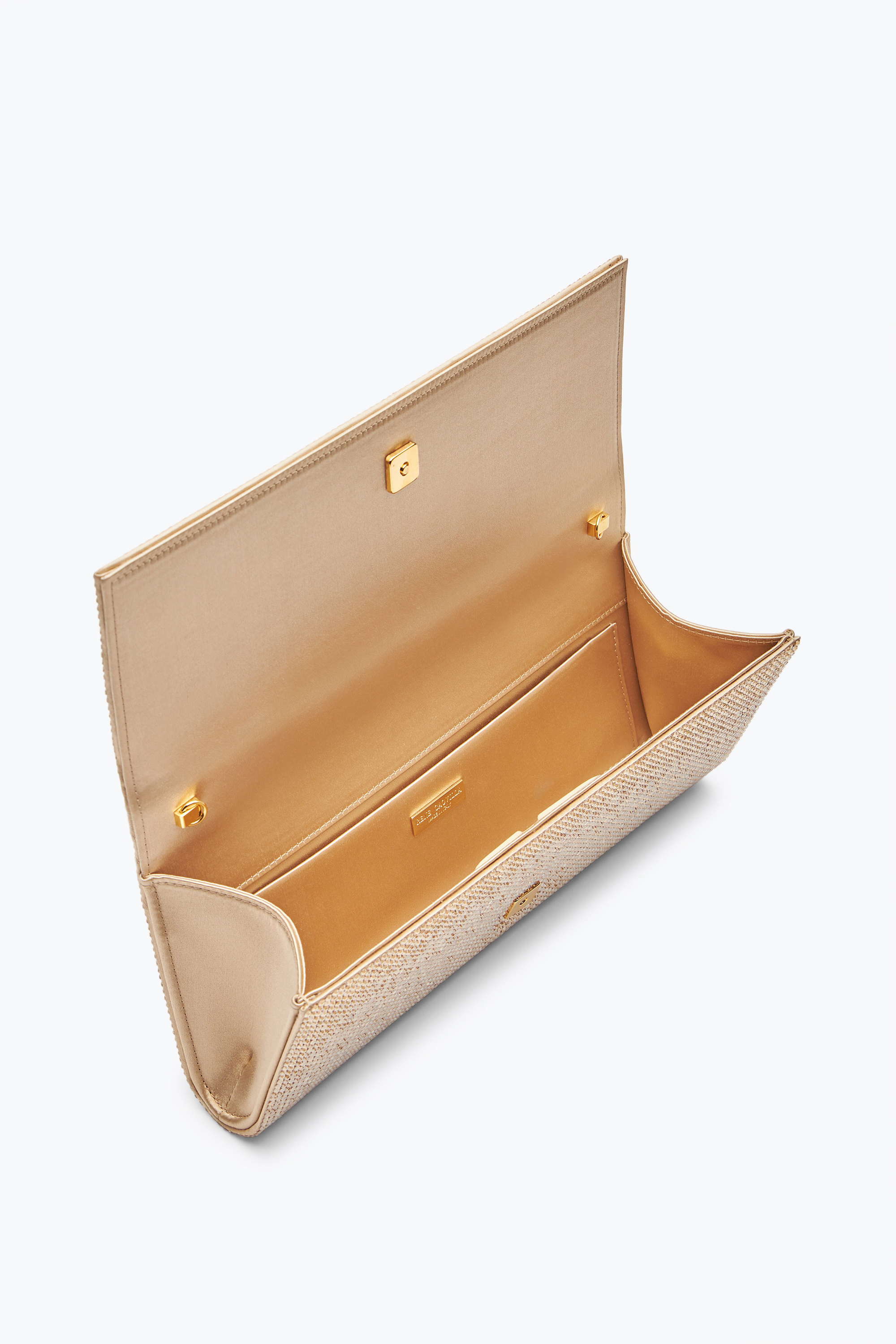 René Caovilla Zafira Gold Clutch With All-over Crystals
