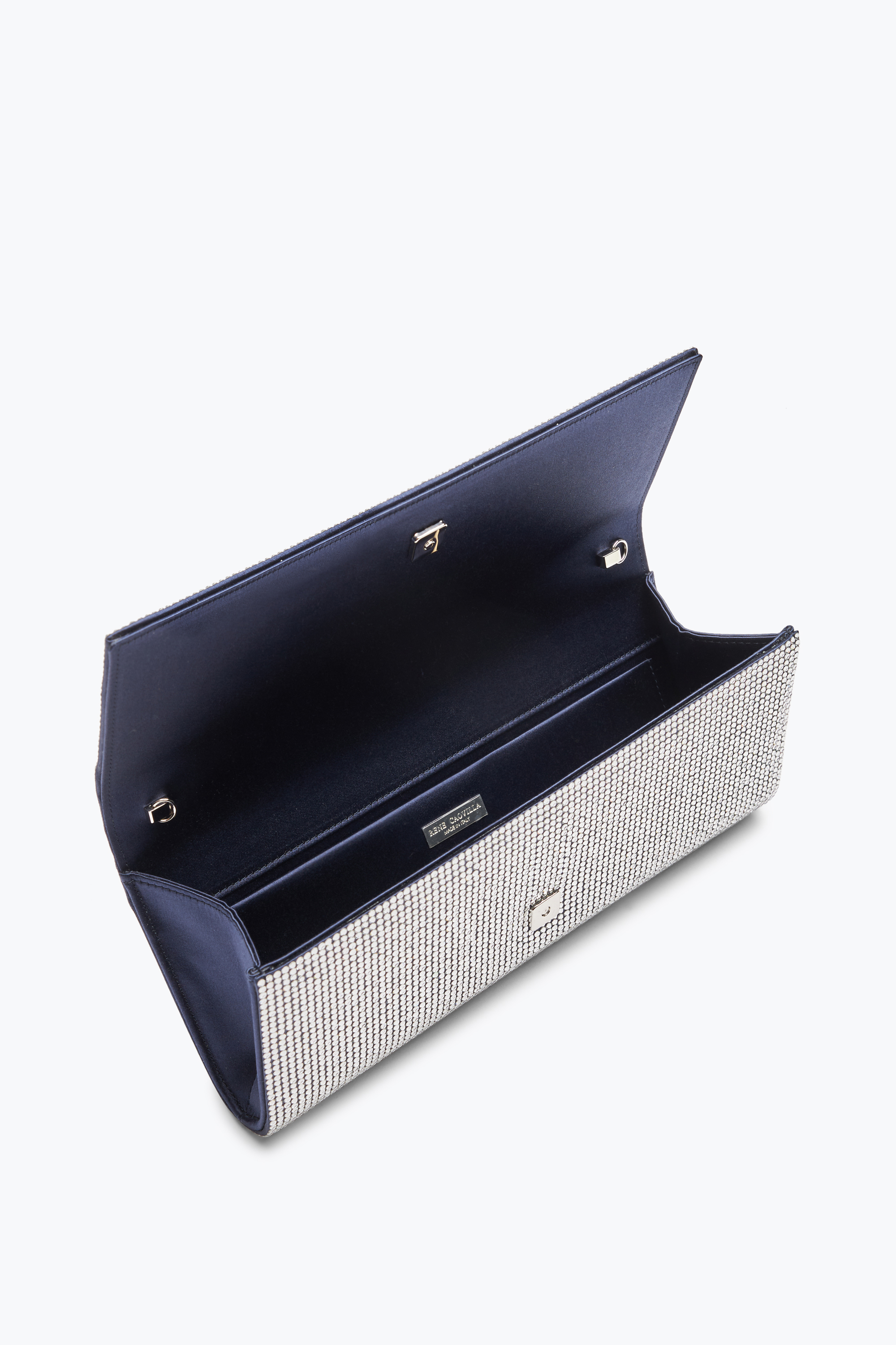 René Caovilla Zafira Blue Clutch With All-over Crystals