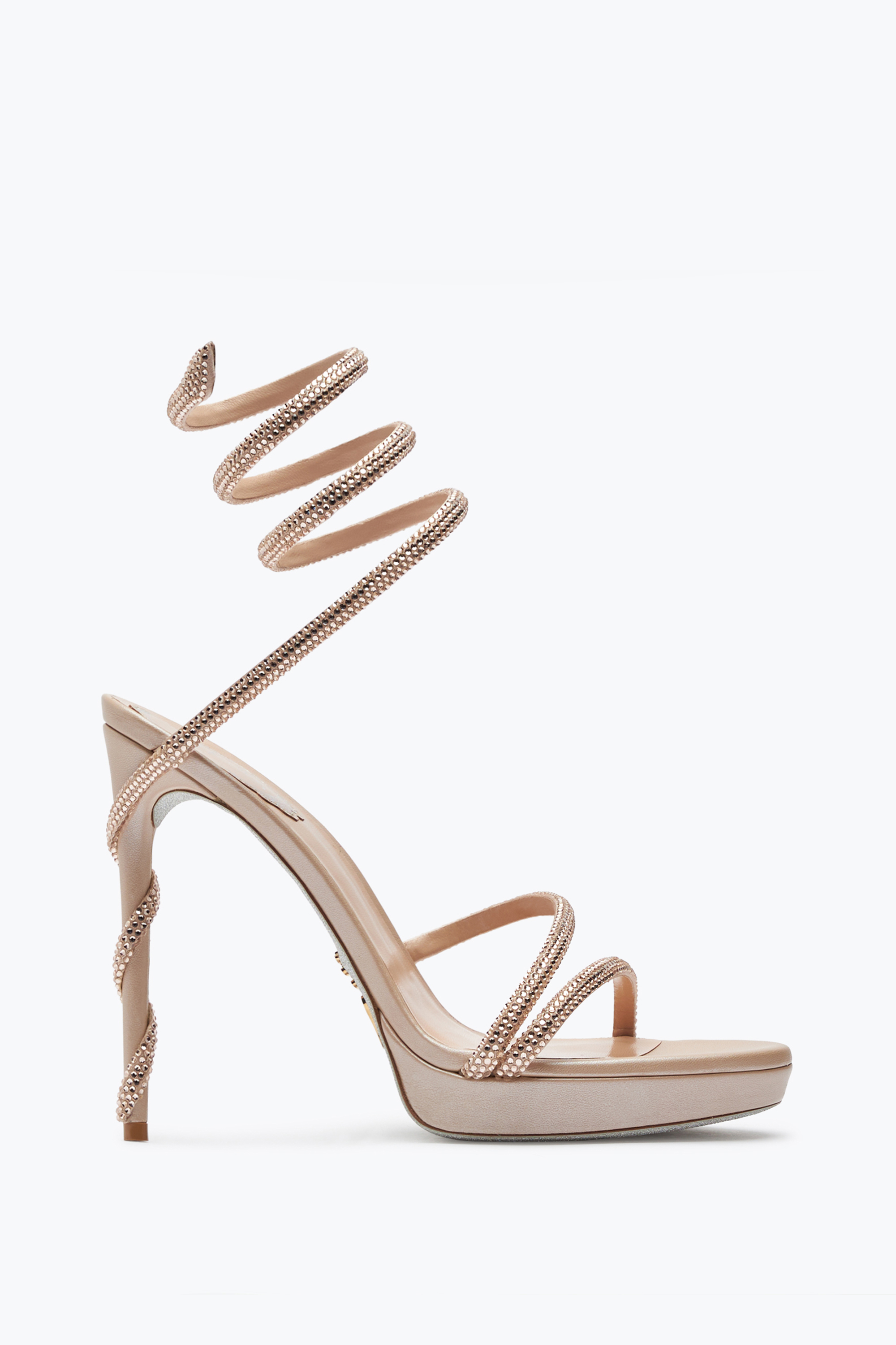 RENÉ CAOVILLA MARGOT CRYSTAL EGGSHELL PLATFORM SANDAL 120