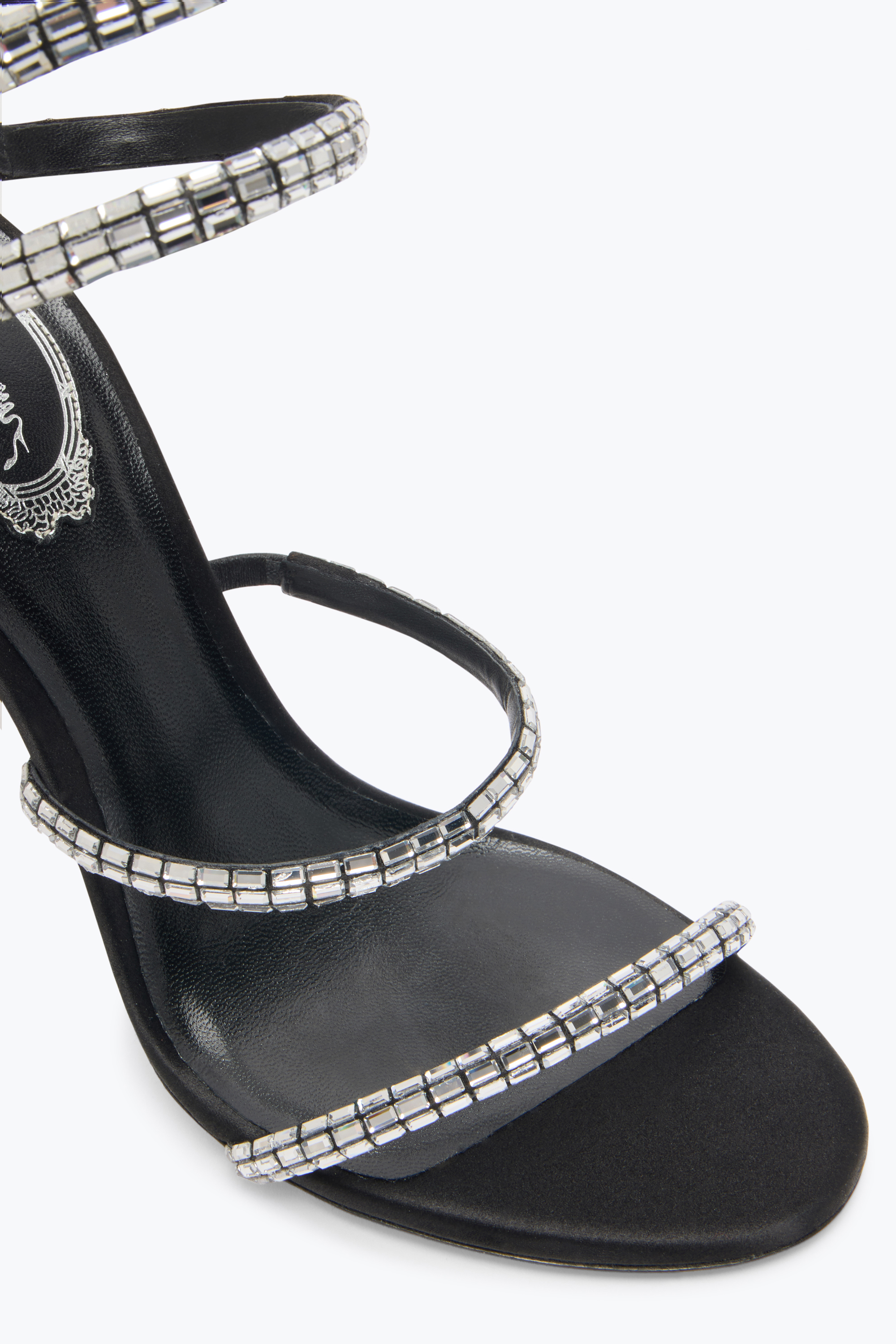 René Caovilla Cleo Black Sandal With Crystal Baguette 105