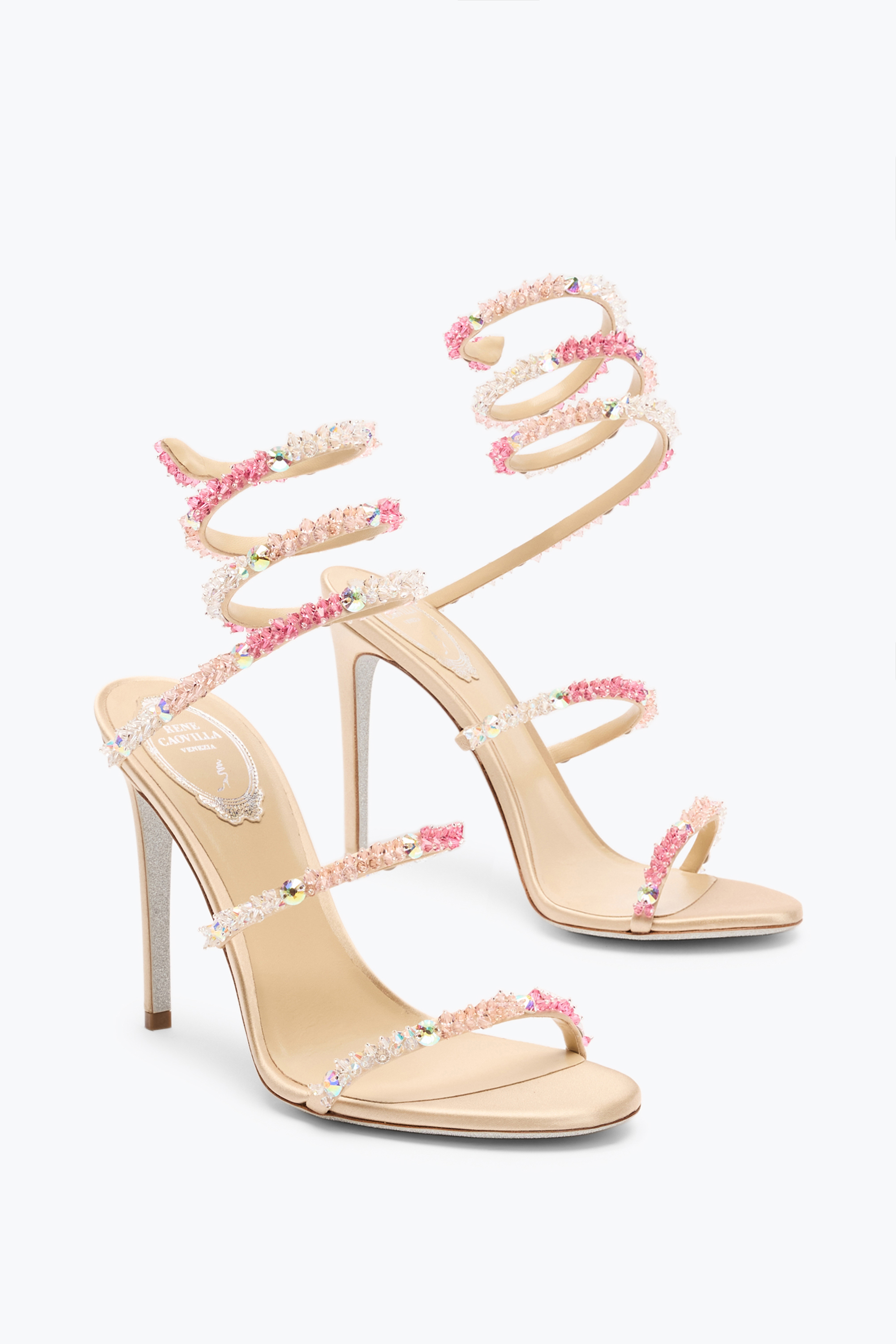 René Caovilla Cinderella Barbie Pink Sandal With Serpent 105