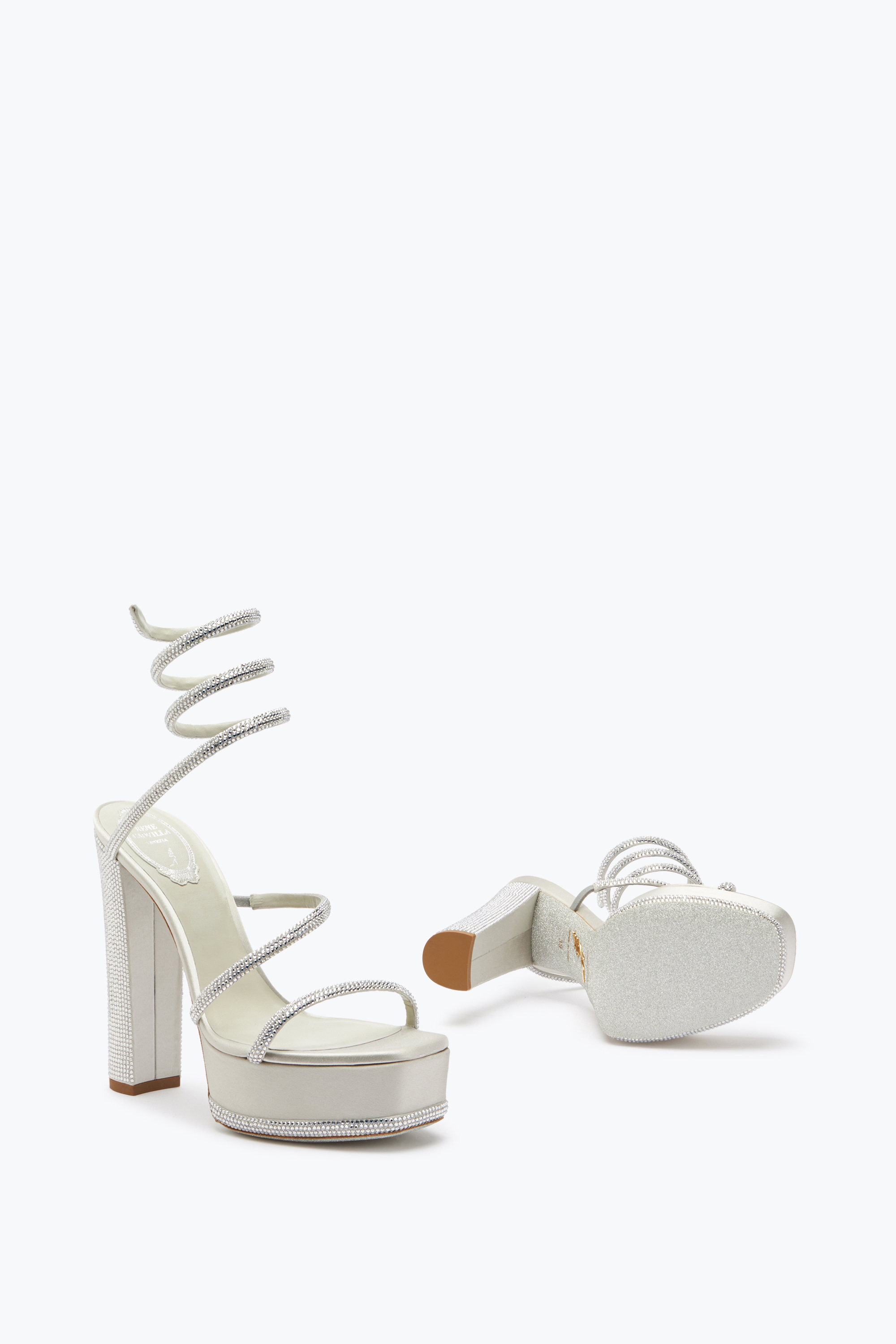Shop René Caovilla Cleo Crystal Silver Platform Sandal 130