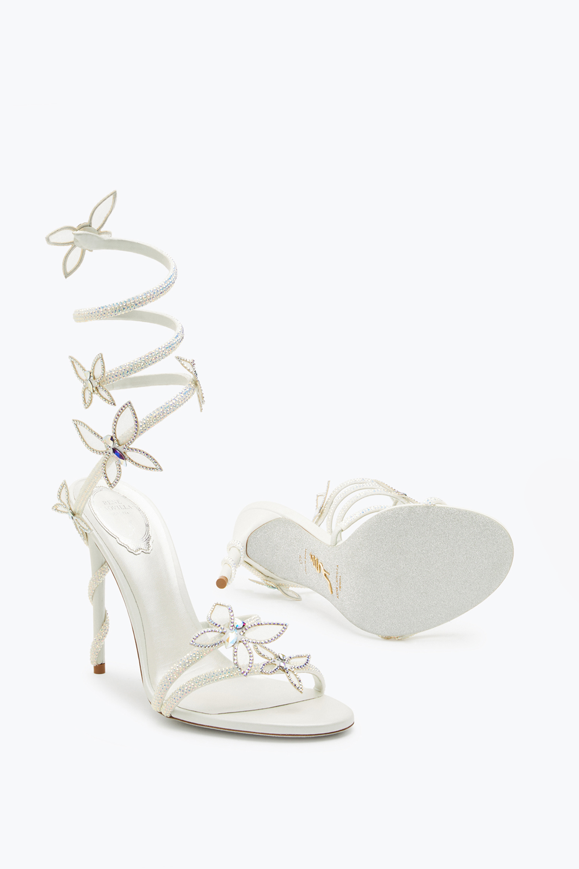 René Caovilla Margot Crystal White Sandal 105