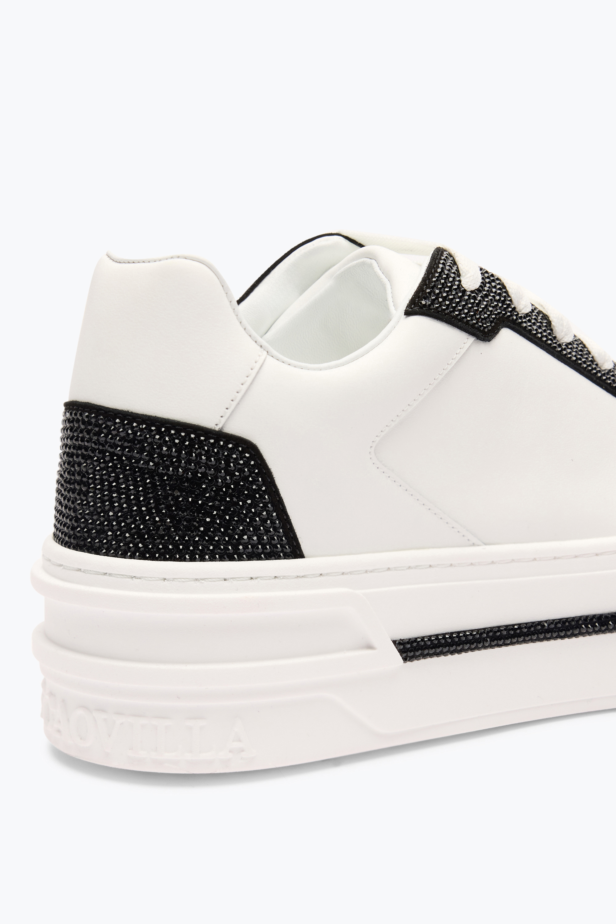 René Caovilla Xtra White-black Sneaker With Crystals 50