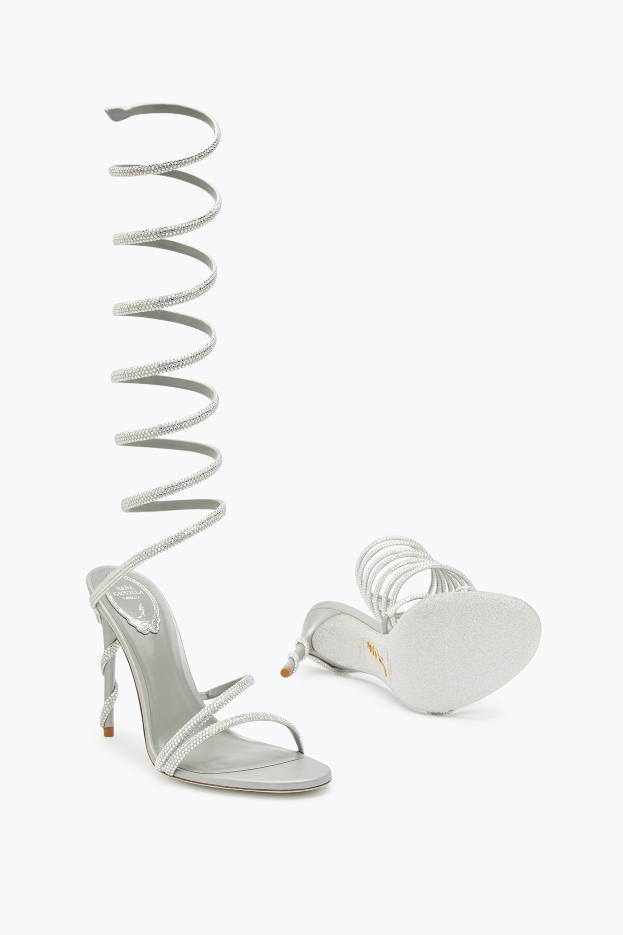 René Caovilla Margot Crystal Grey Sandal 105