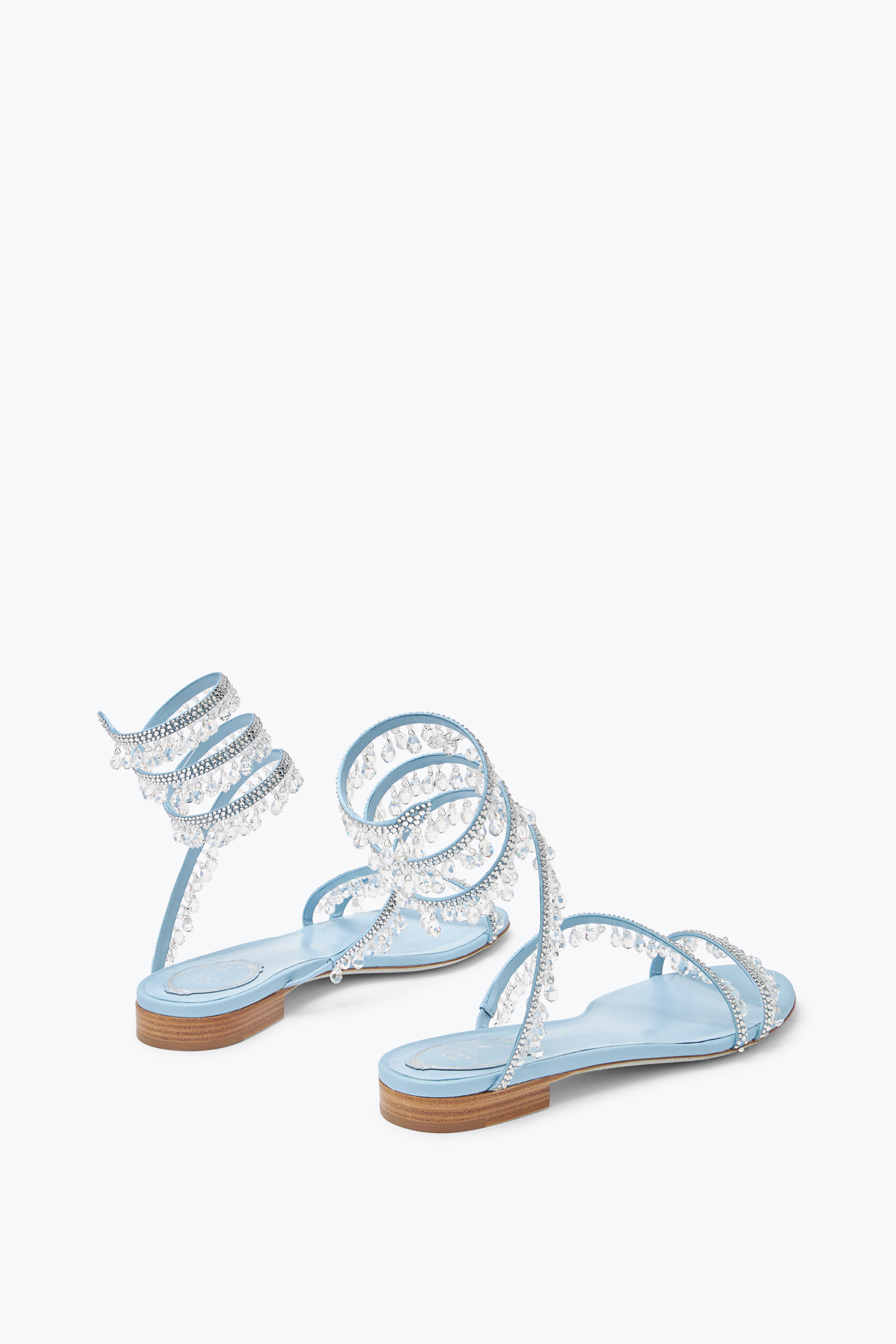 René Caovilla Chandelier Flat Light Blue Sandal 10