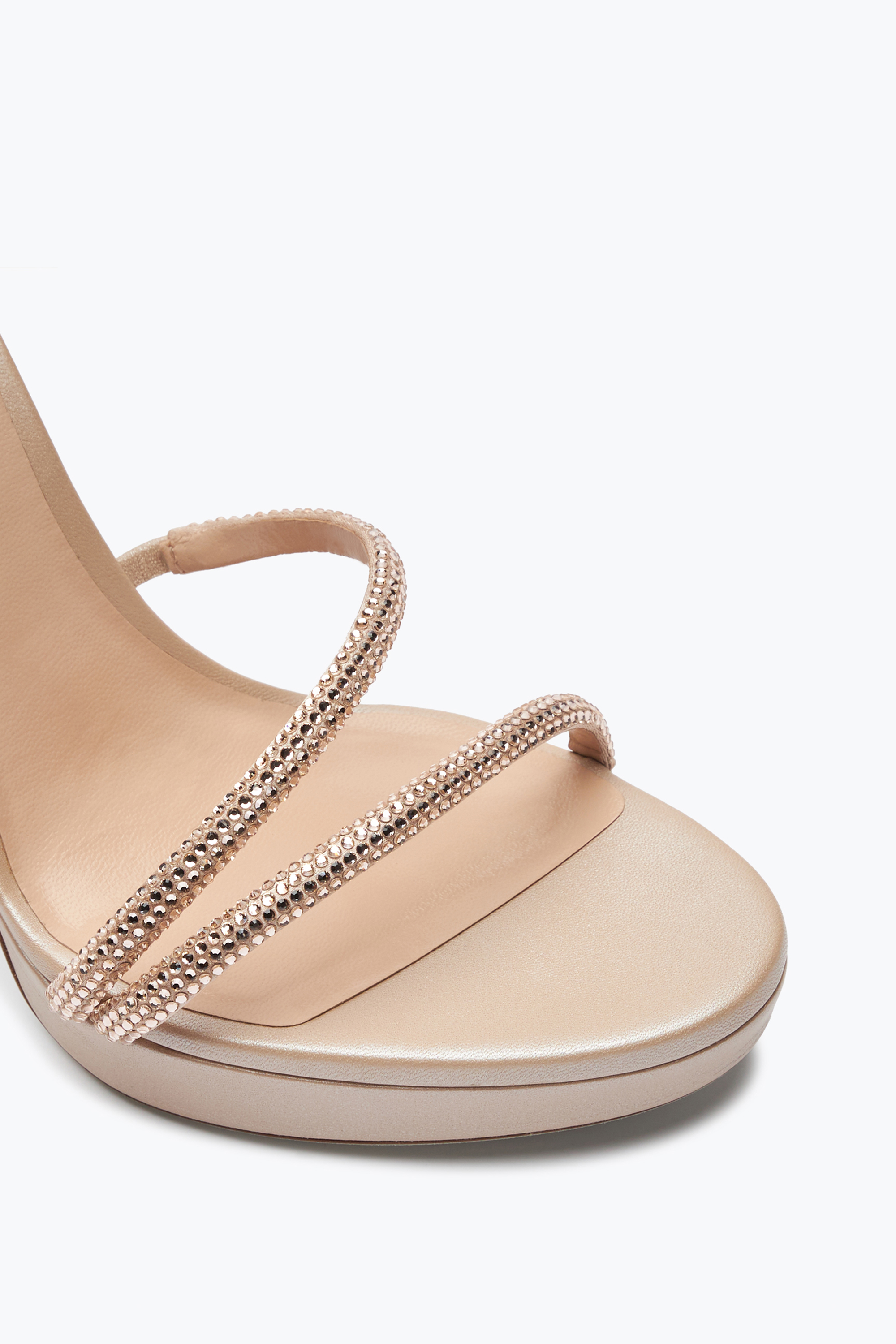 RENÉ CAOVILLA MARGOT CRYSTAL EGGSHELL PLATFORM SANDAL 120