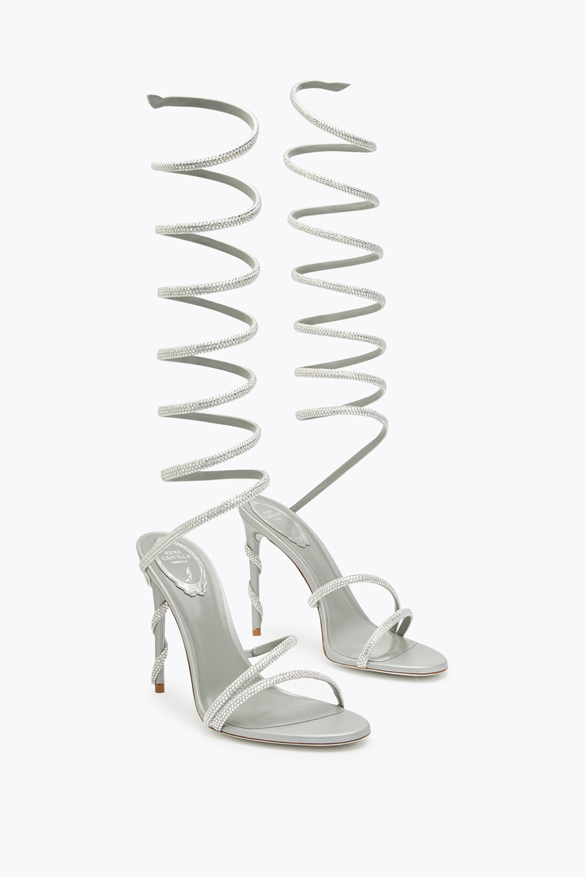 René Caovilla Margot Crystal Grey Sandal 105