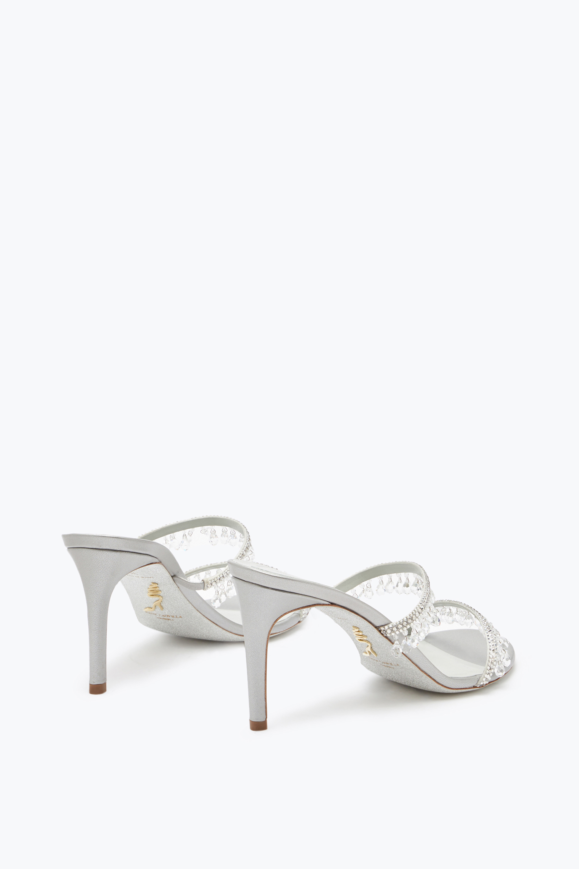 René Caovilla Chandelier Pearl Gray Slider Sandal 80
