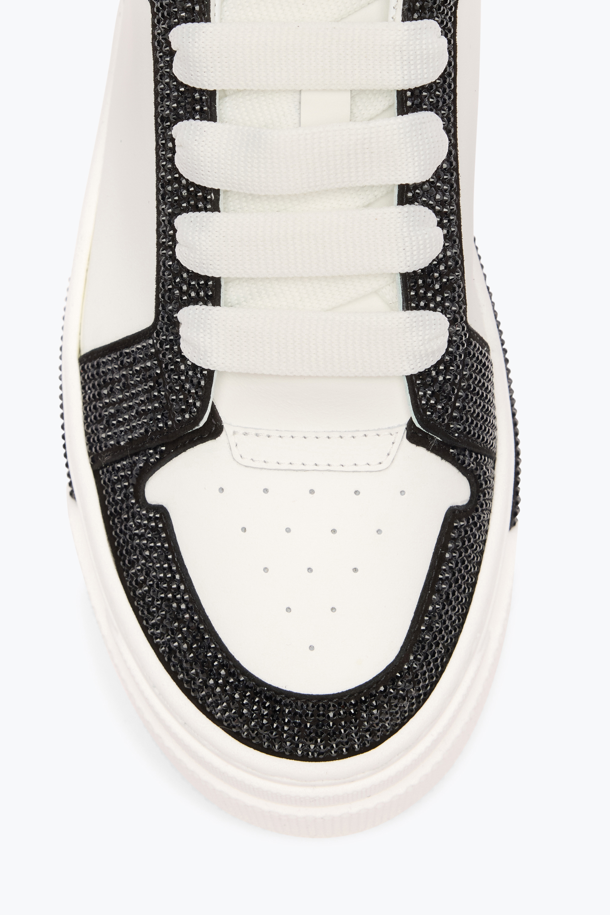 René Caovilla Xtra White-black Sneaker With Crystals 50