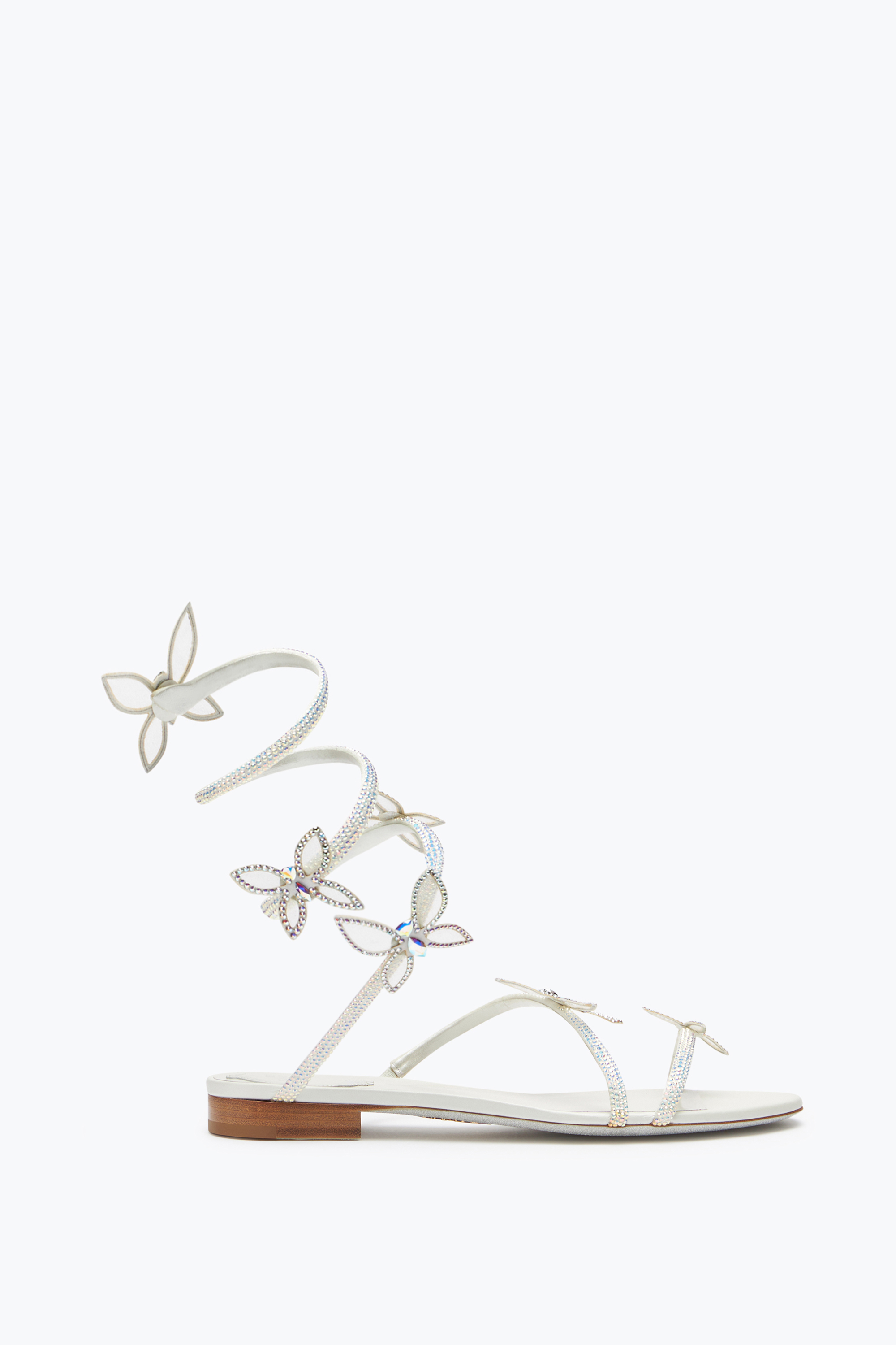 René Caovilla Butterflower Crystal Ivory Sandal 10
