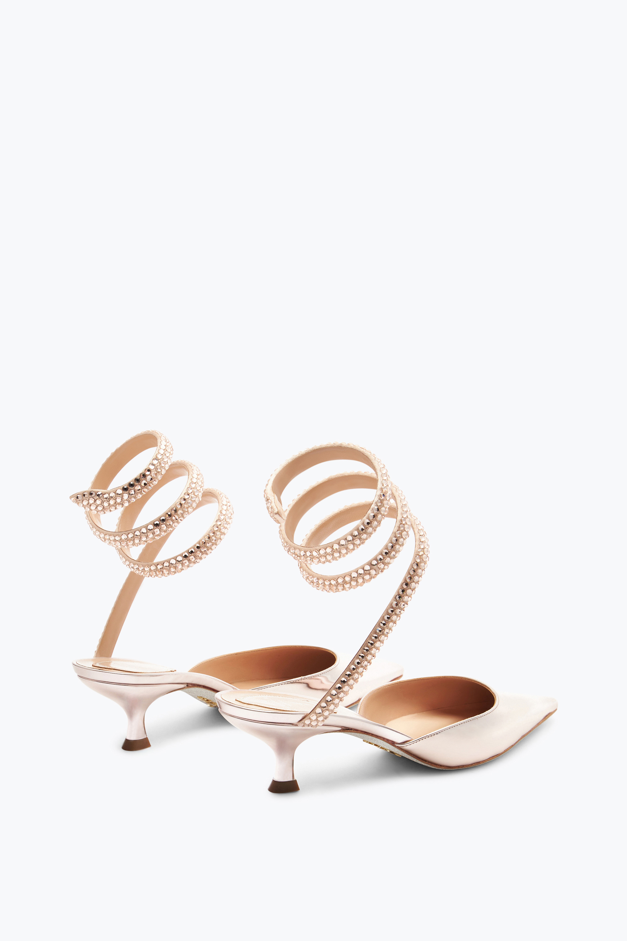 René Caovilla Cleo Rose Gold Pump With Crystals 50