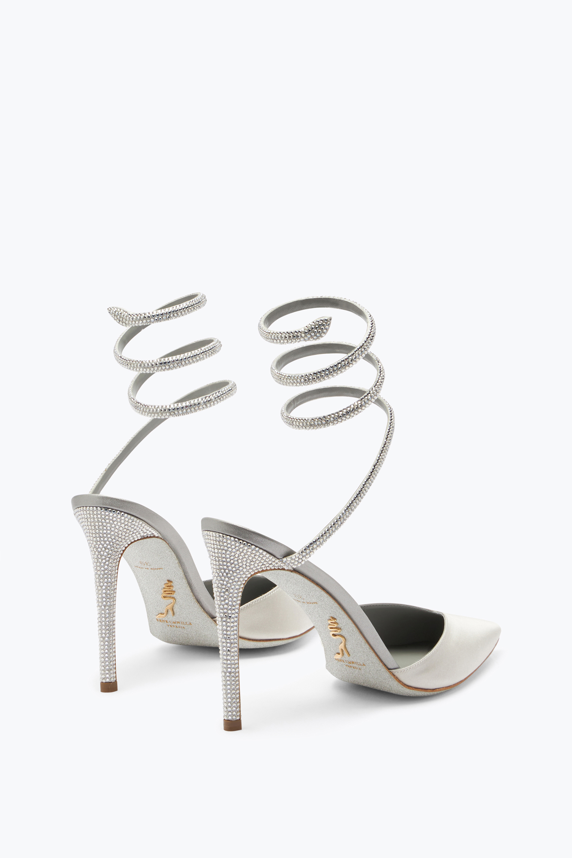 René Caovilla Cleo Crystal Gray Open-back Pump 105