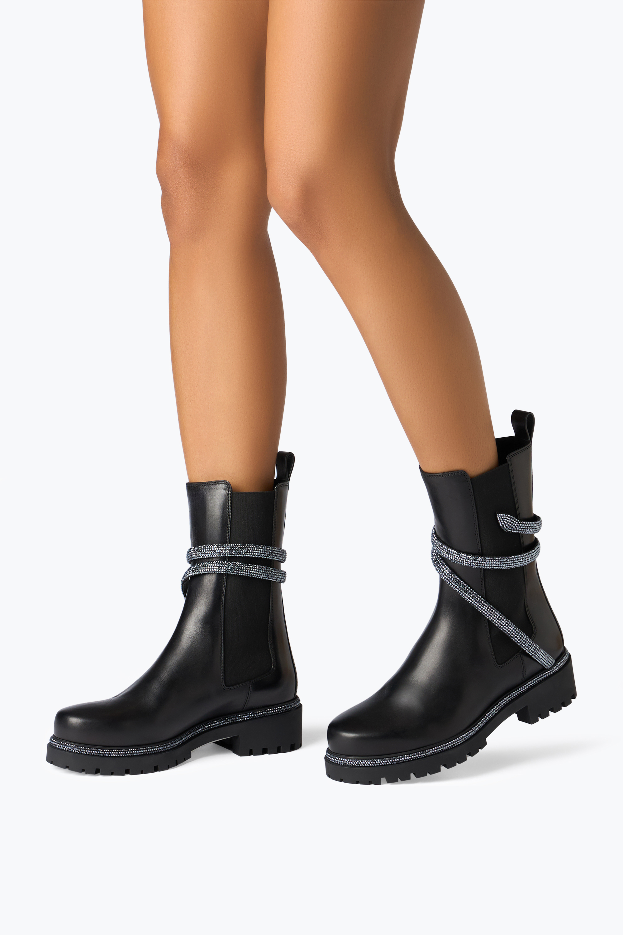 René Caovilla Cleo Black Biker Boot With Crystals 25 In Black
