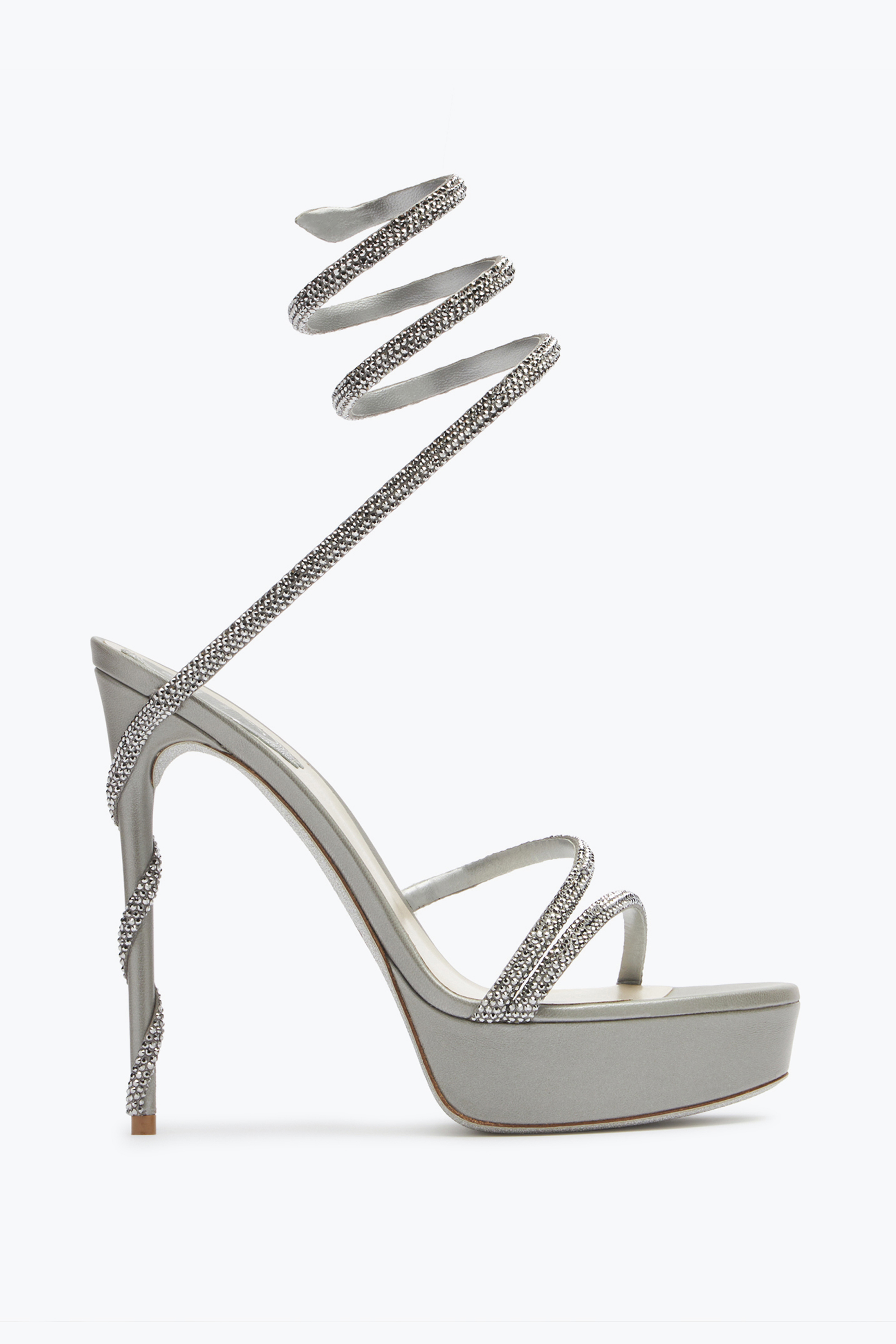 RENÉ CAOVILLA MARGOT CRYSTALS GRAY PLATFORM SANDAL 130