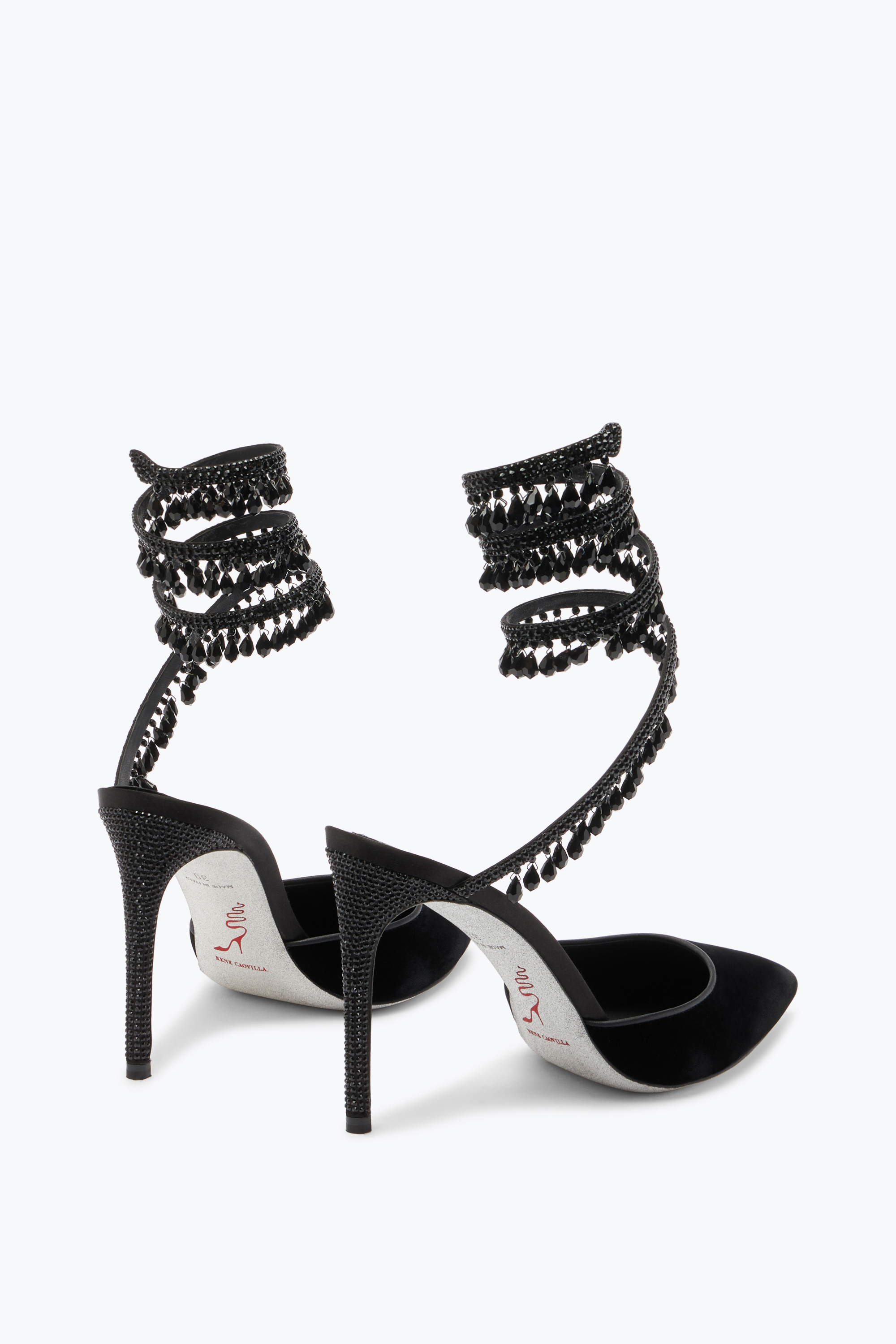René Caovilla Black Pumps In Velvet Chandelier