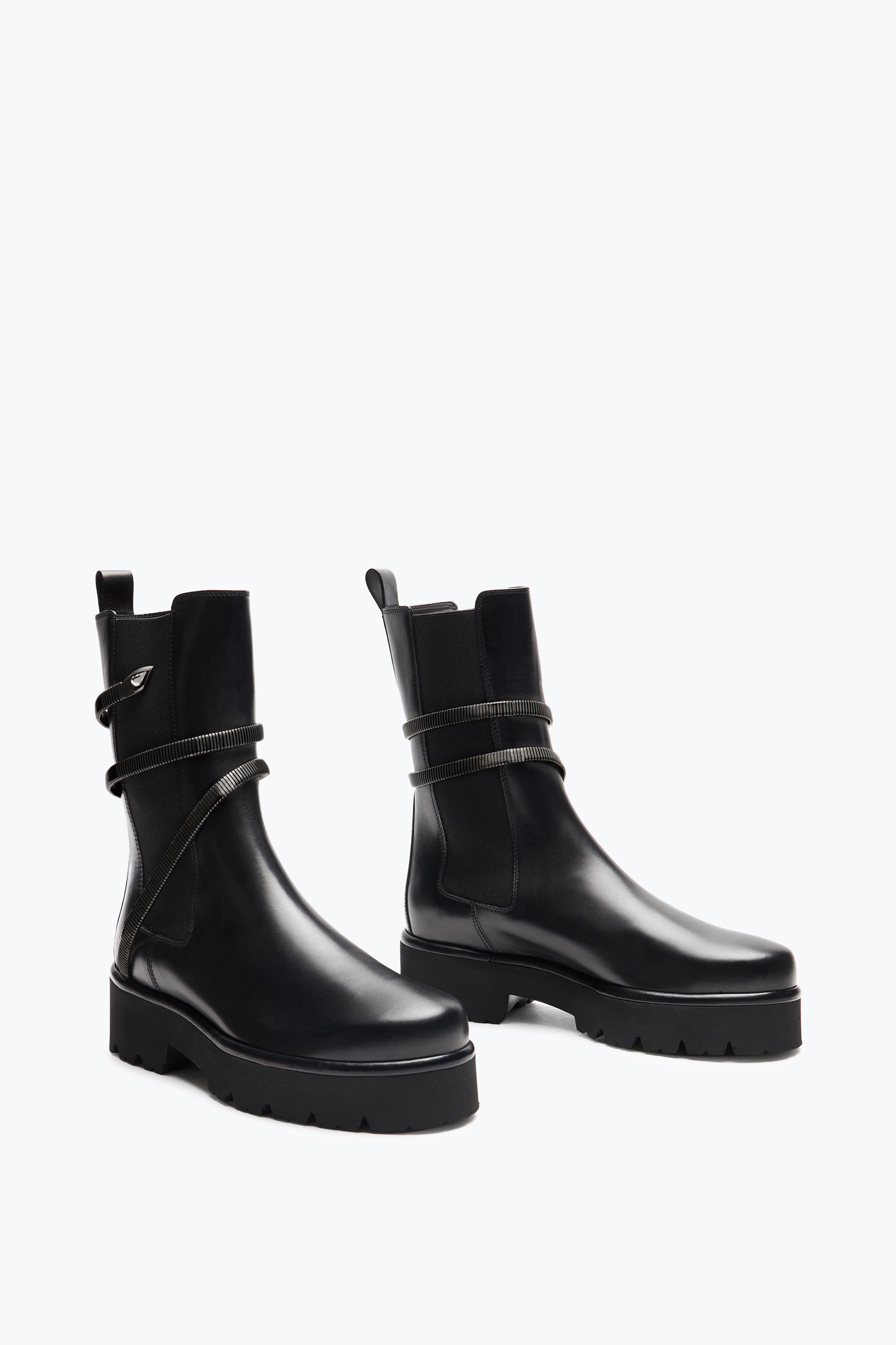 René Caovilla Juniper Black Biker Boot 45 In Black