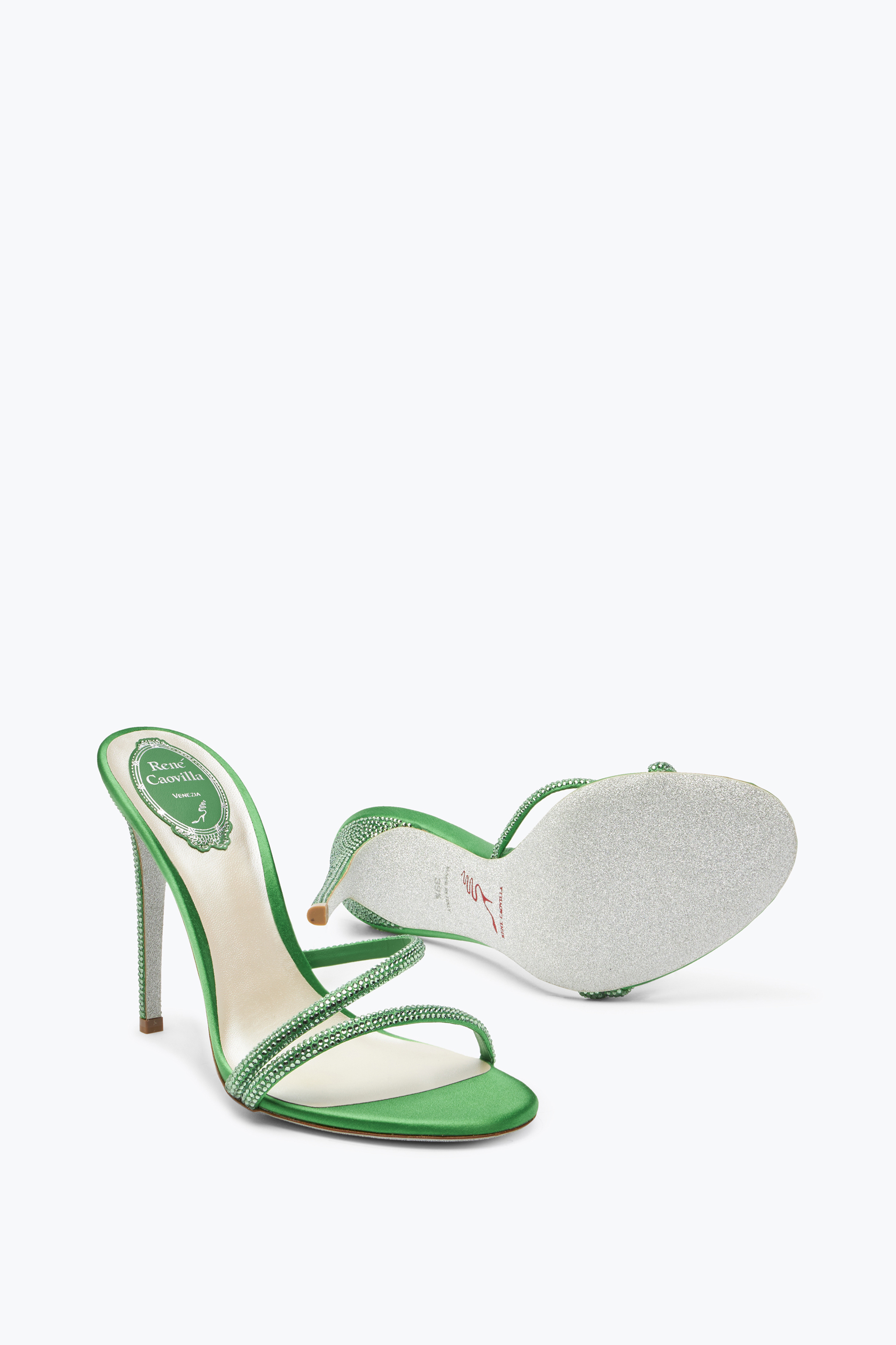 René Caovilla Irina Crystal Green Mule 105