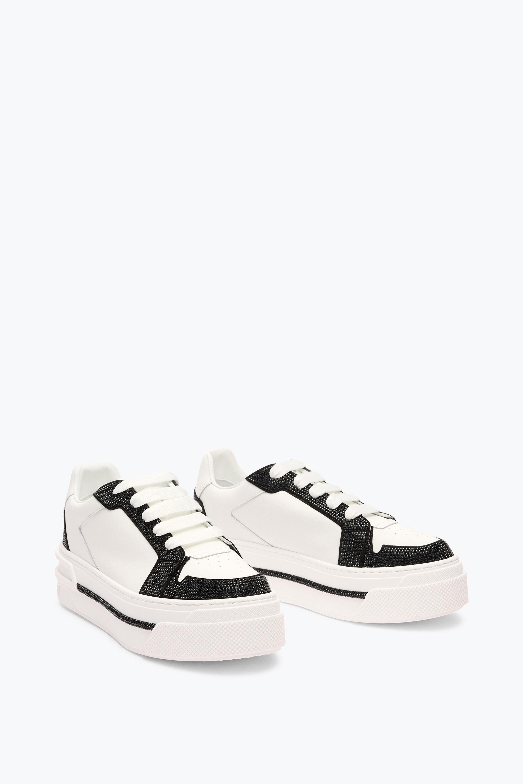 René Caovilla Xtra White-black Sneaker With Crystals 50