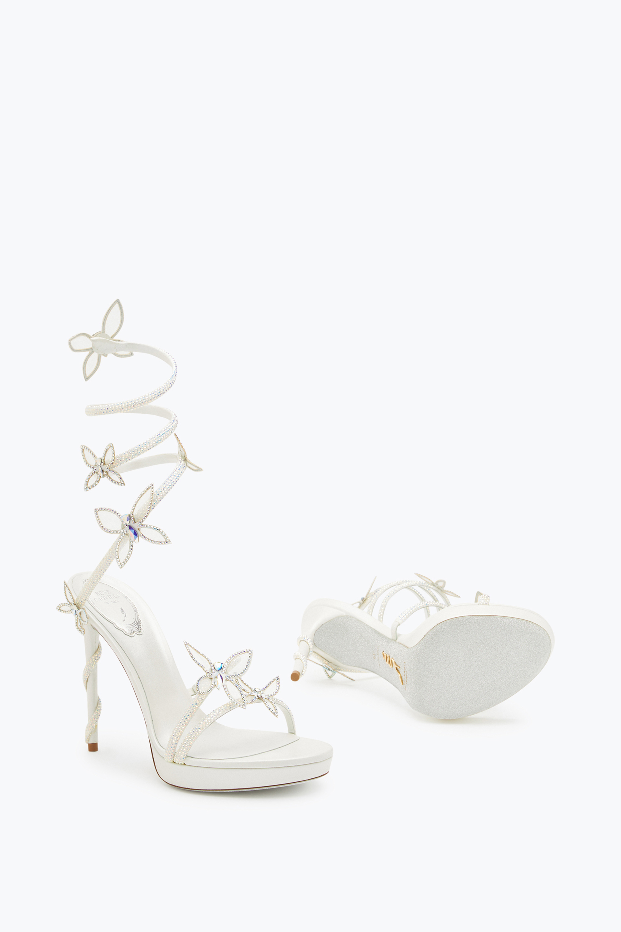 Shop René Caovilla Margot Crystal White Platform Sandal 120