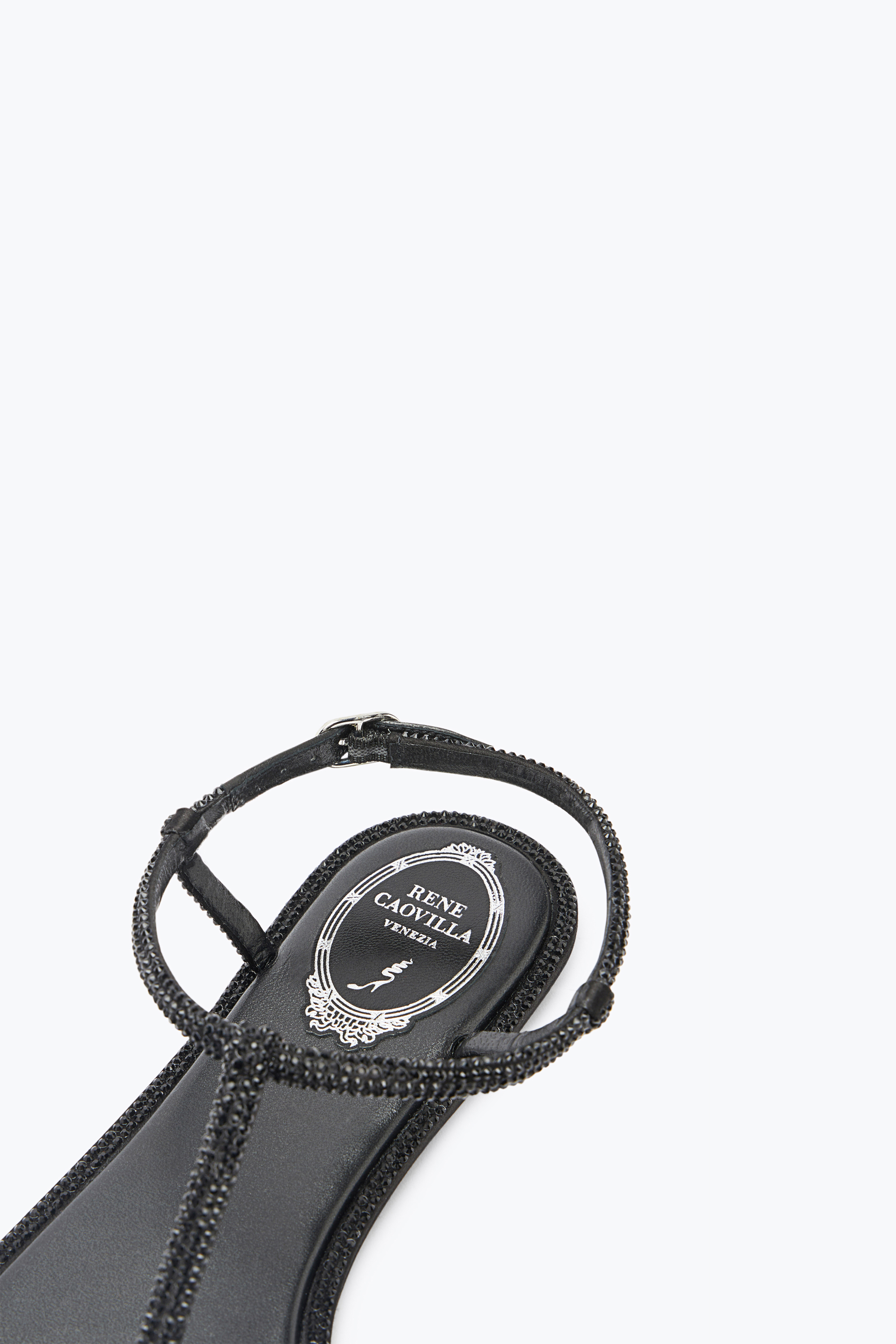 René Caovilla Diana Crystal Black Sandal 10