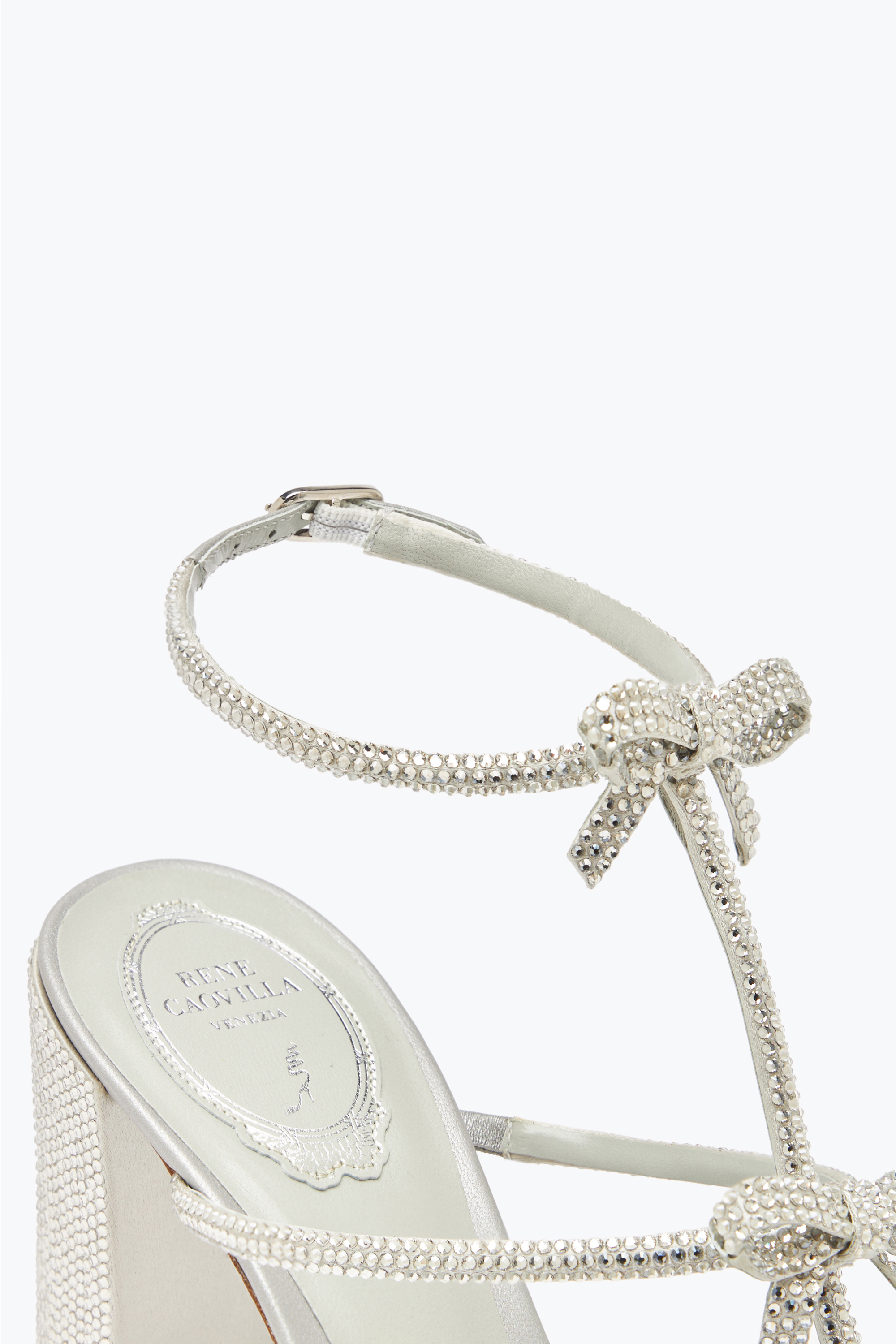 René Caovilla Caterina Silver Sandal With Crystals 80