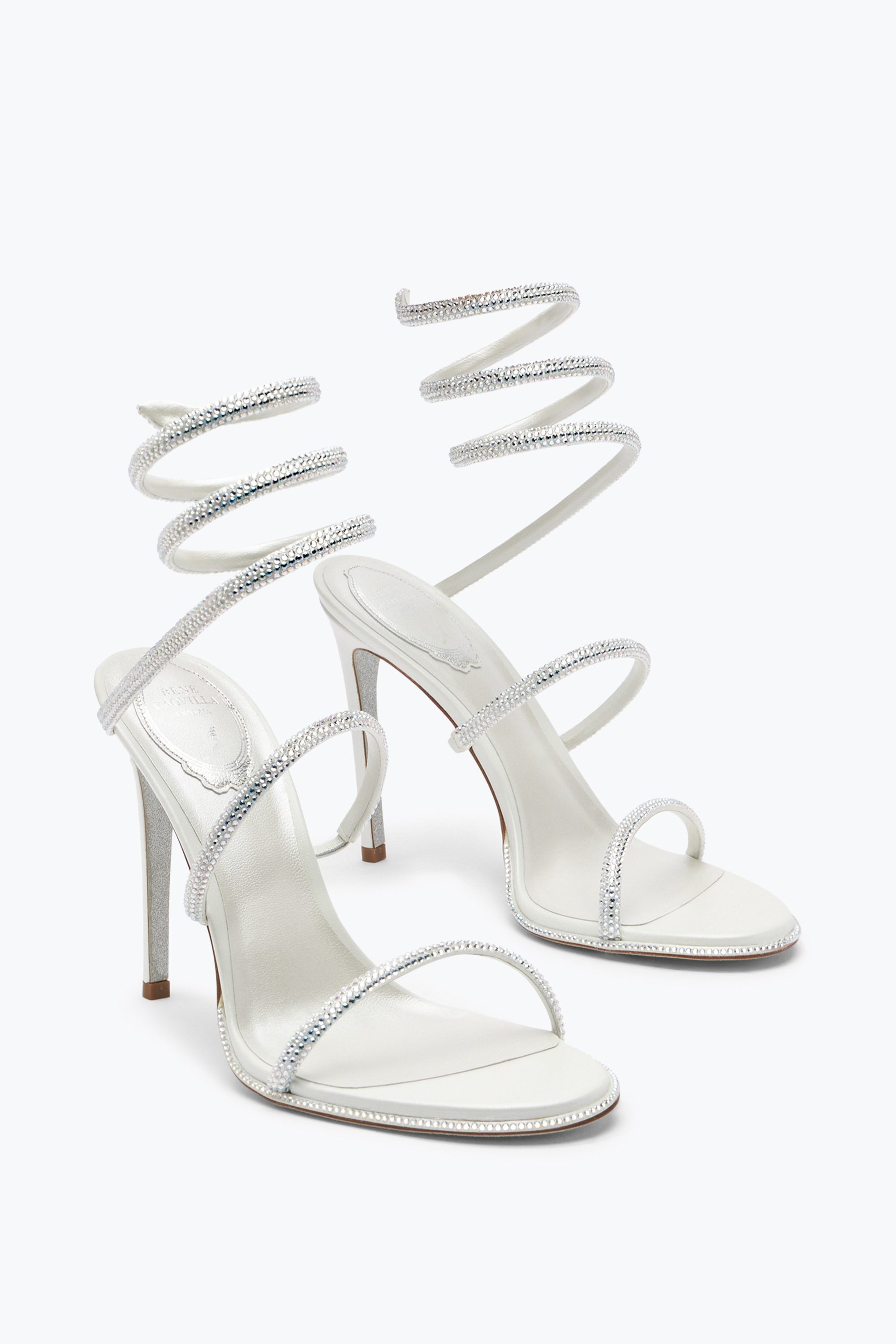 René Caovilla Cleo Crystal-embellished Satin Sandals